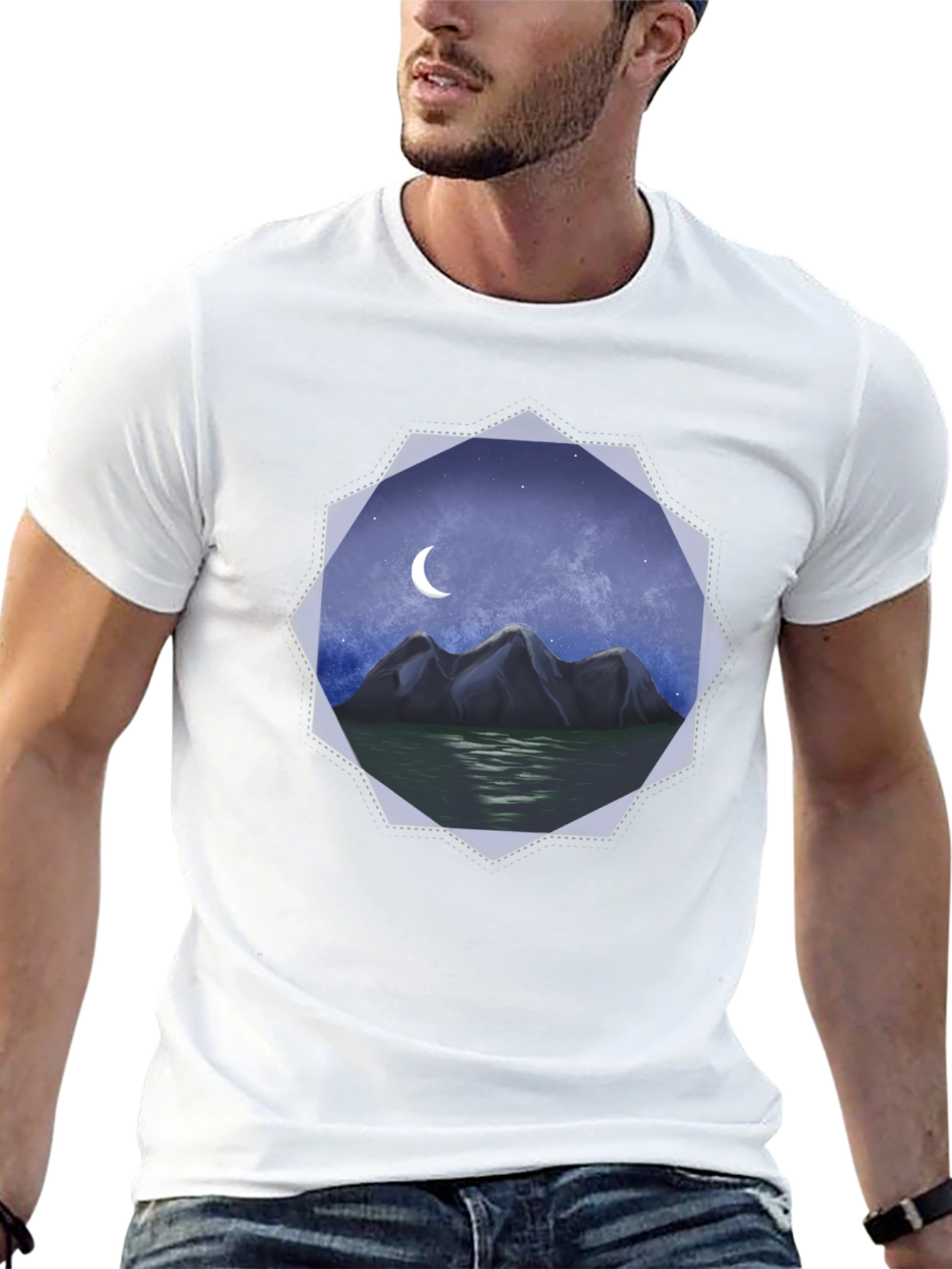 Mountain Moon Graphic Tee - Black