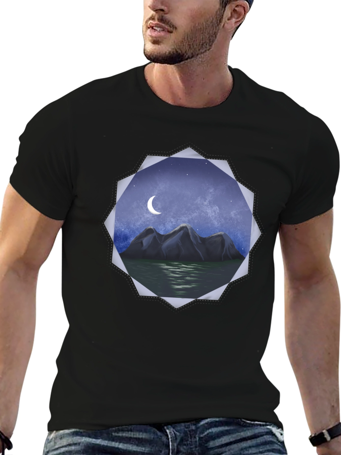 Mountain Moon Graphic Tee - Black