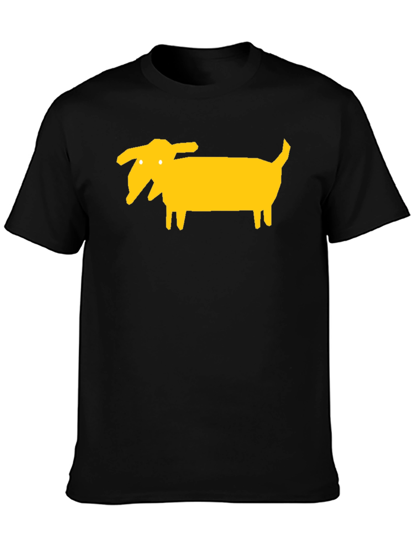 Unique Yellow Dog Graphic Tee - Black Cotton Blend