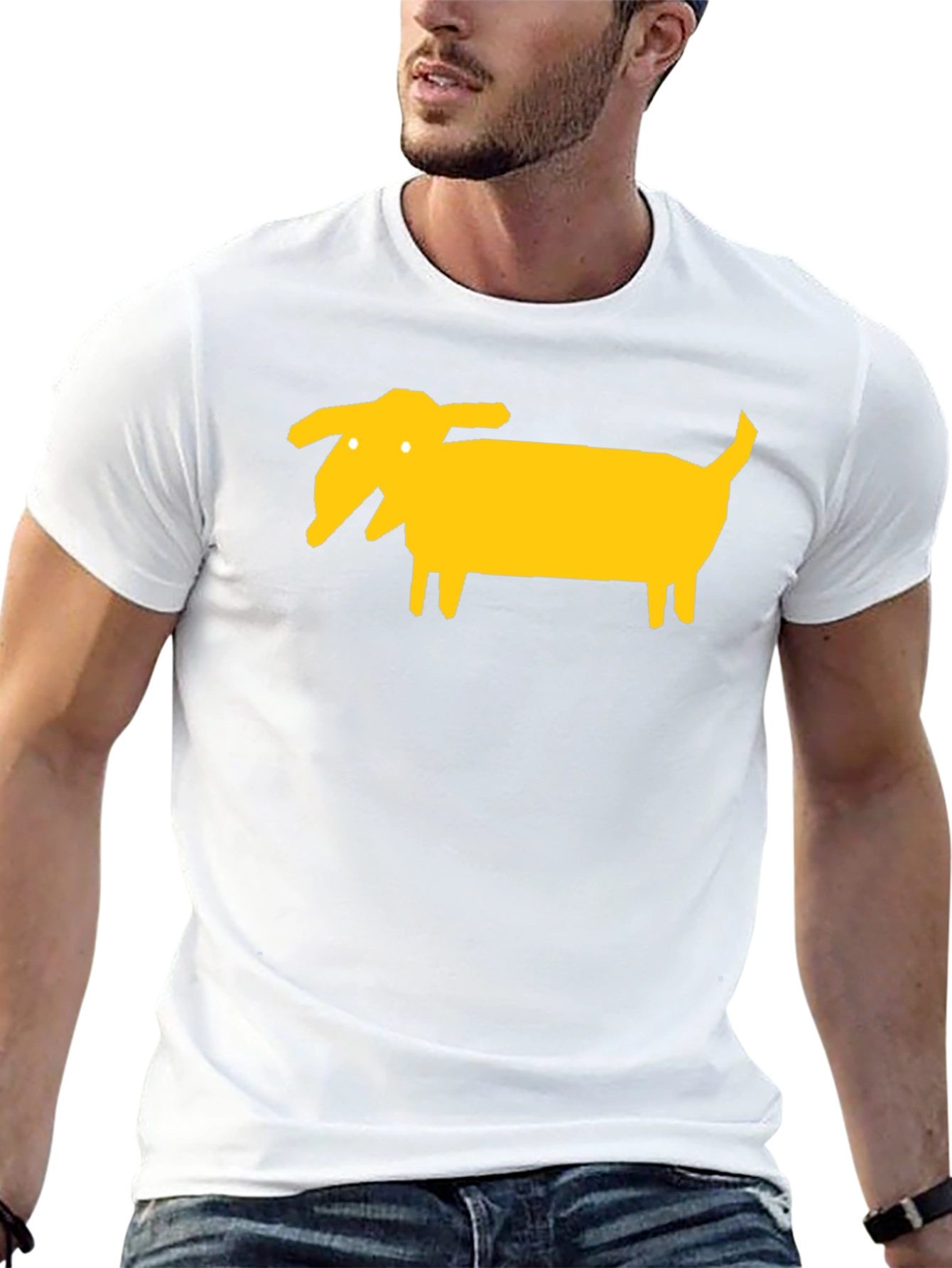 Unique Yellow Dog Graphic Tee - Black Cotton Blend
