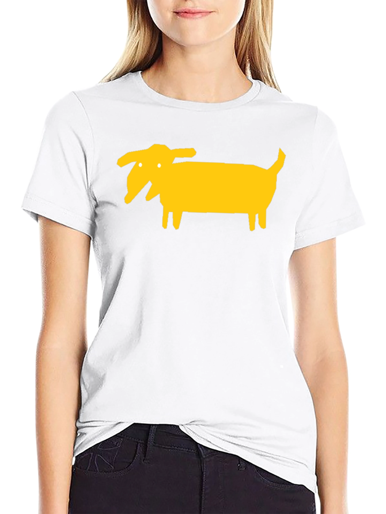 Unique Yellow Dog Graphic Tee - Black Cotton Blend