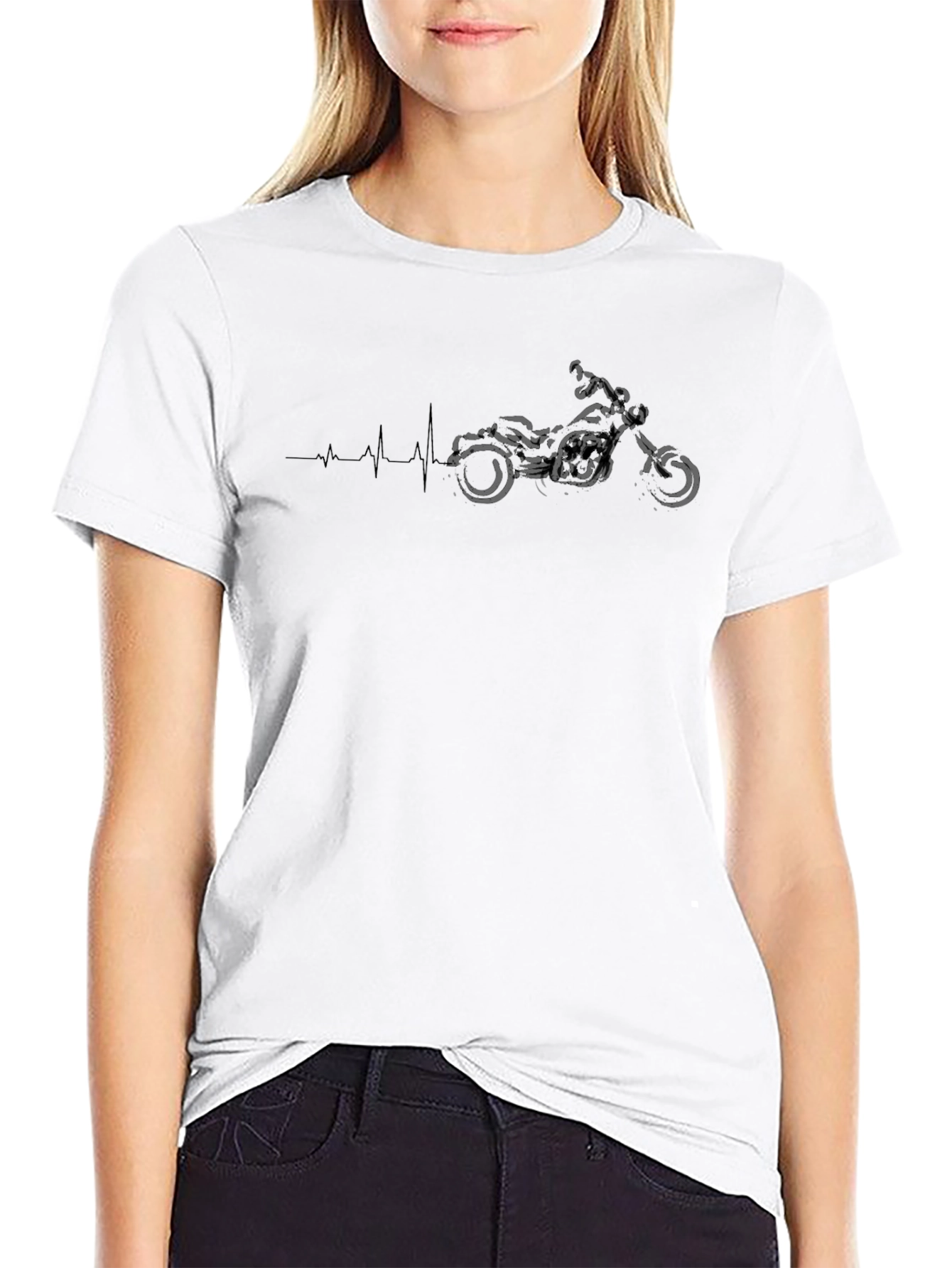 Motorcycle Heartbeat Black T-Shirt for Men