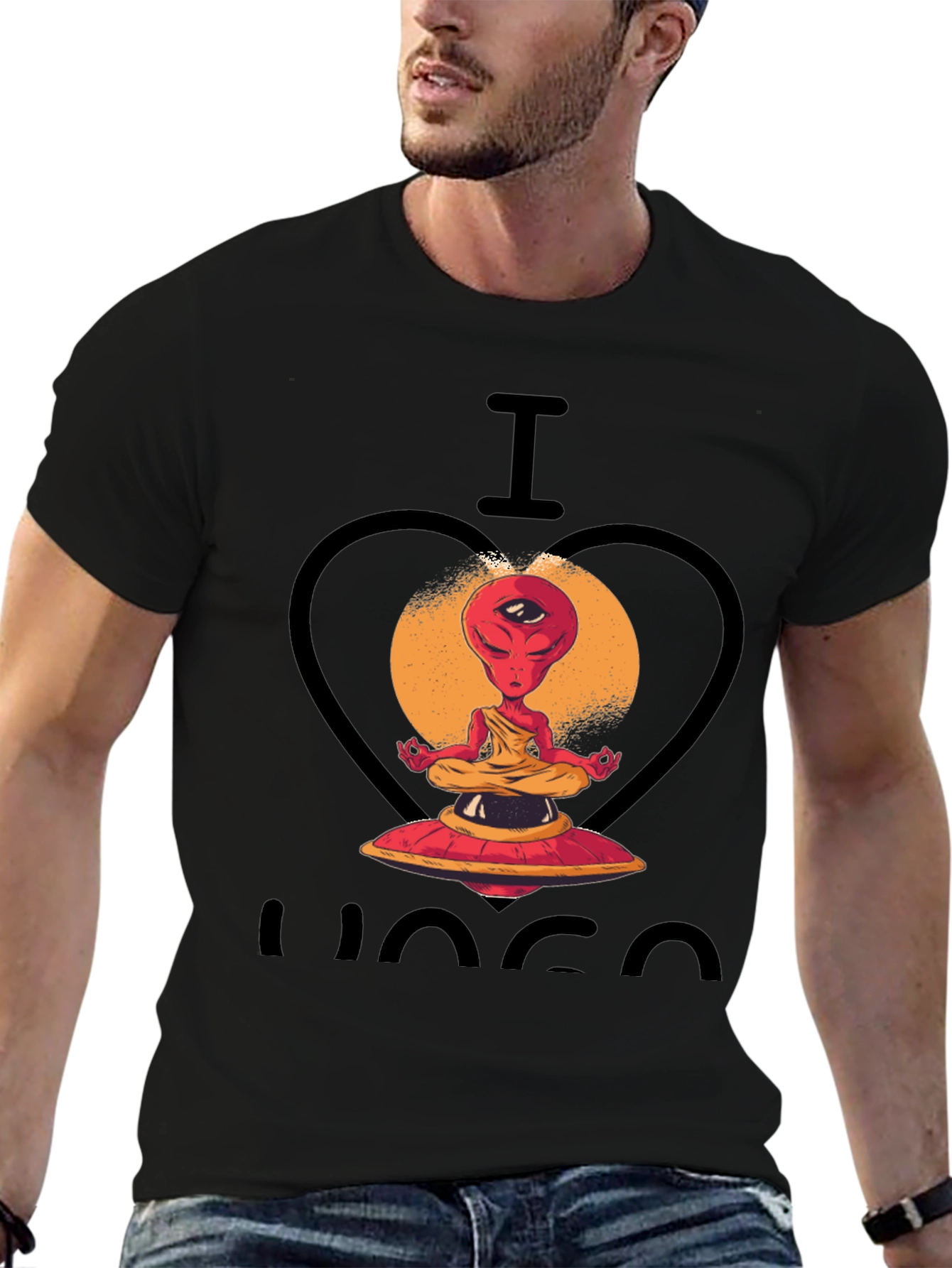 I Heart Yoga Alien Meditation Graphic Tee
