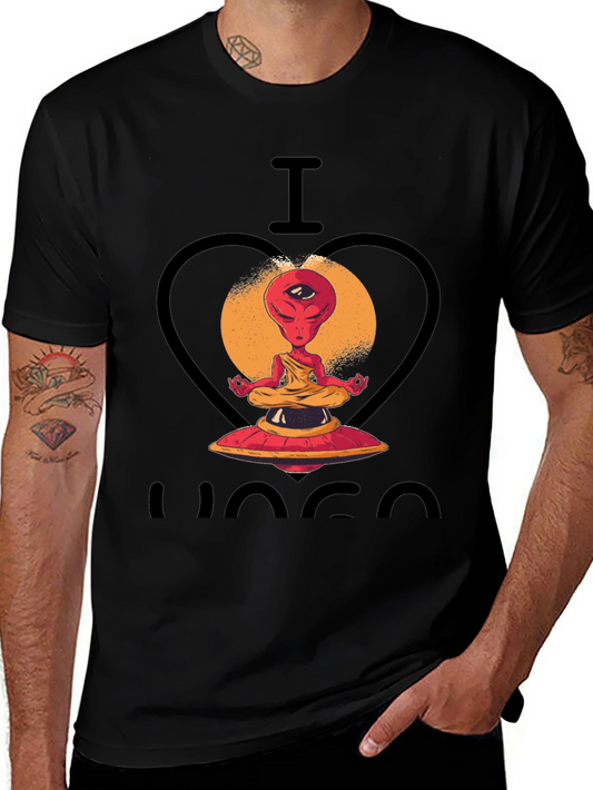 I Heart Yoga Alien Meditation Graphic Tee