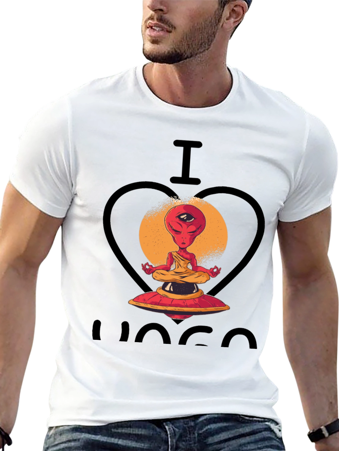 I Heart Yoga Alien Meditation Graphic Tee