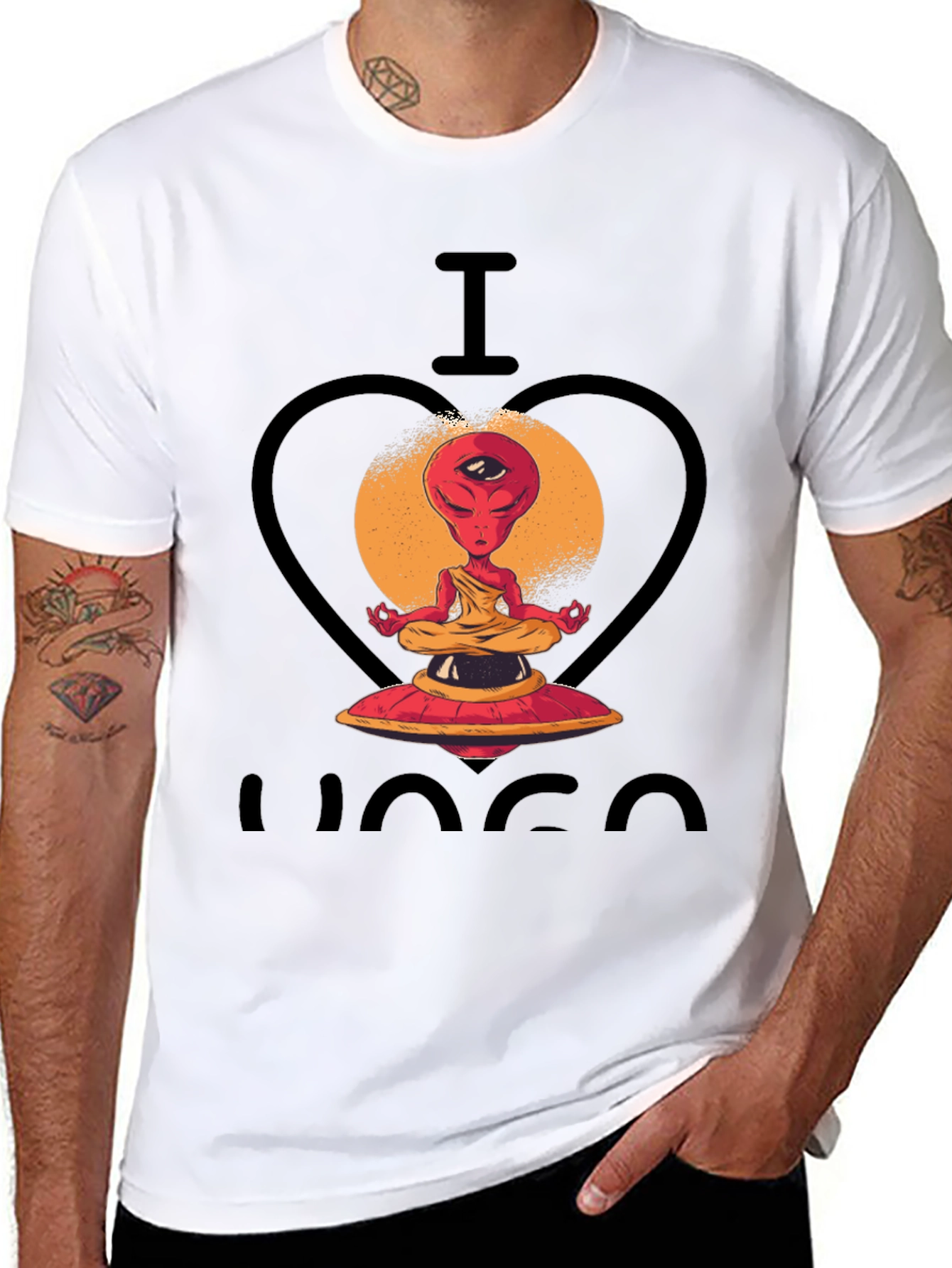 I Heart Yoga Alien Meditation Graphic Tee