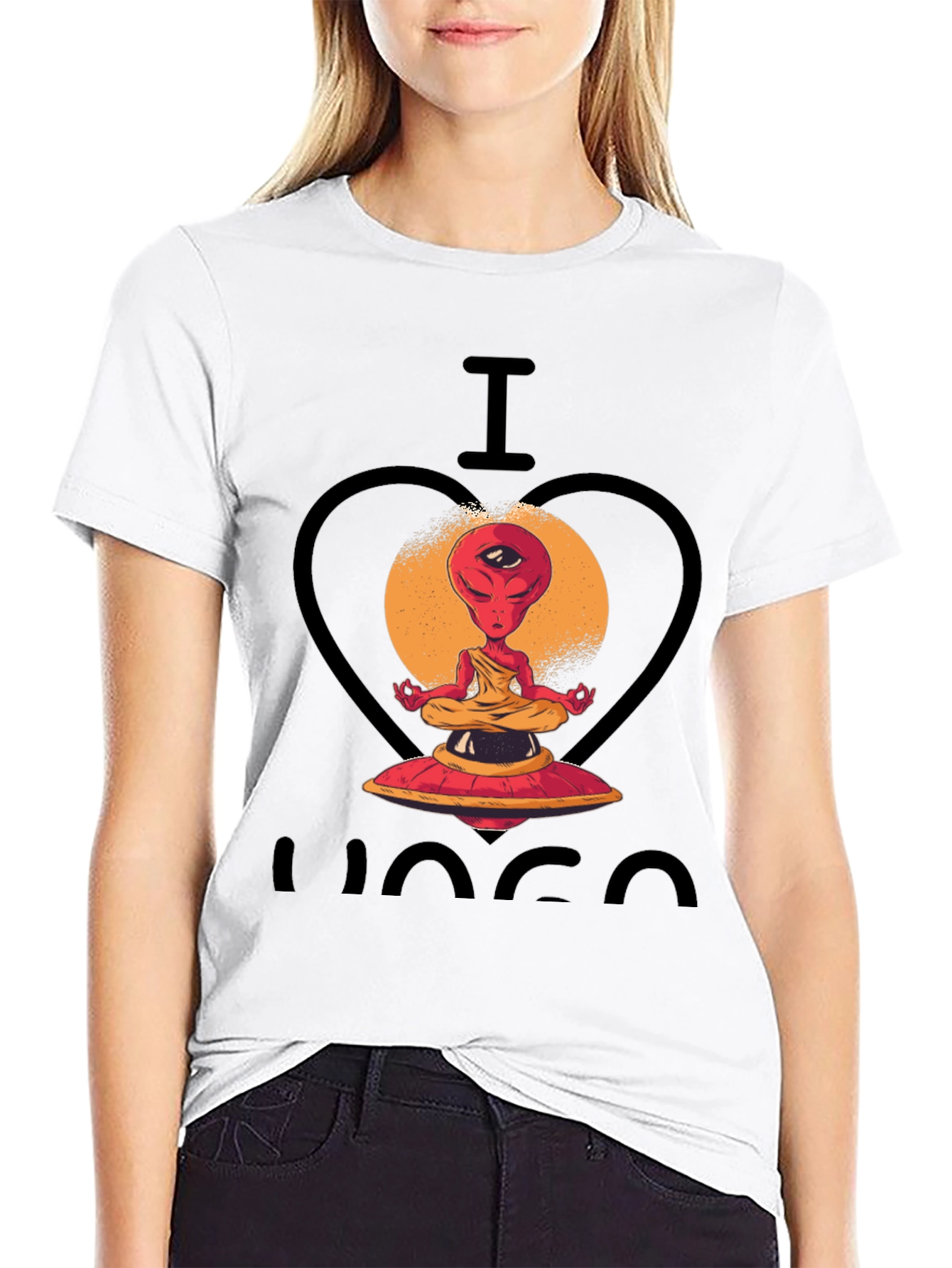 I Heart Yoga Alien Meditation Graphic Tee
