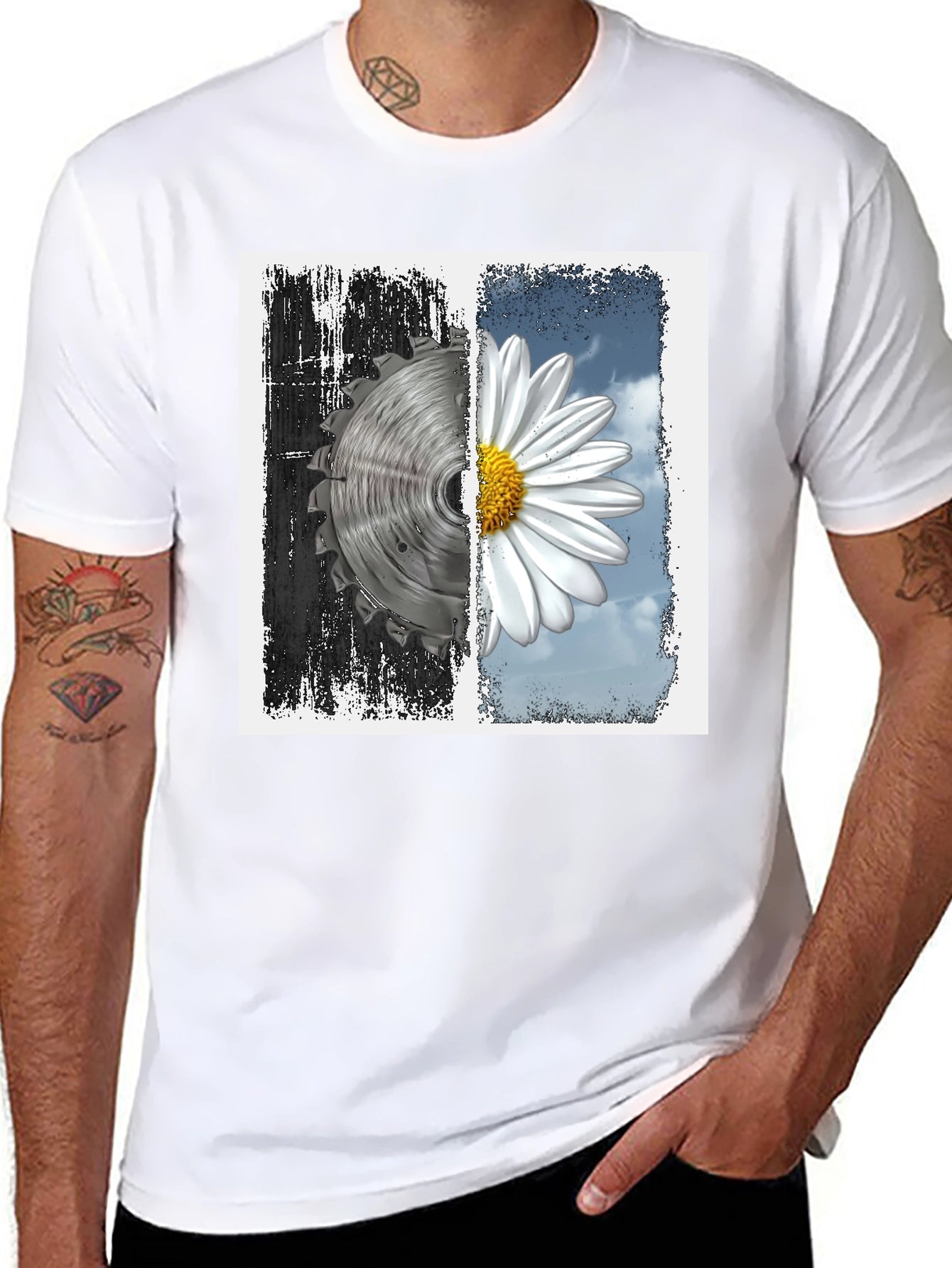 Saw Blade & Daisy Graphic T-Shirt