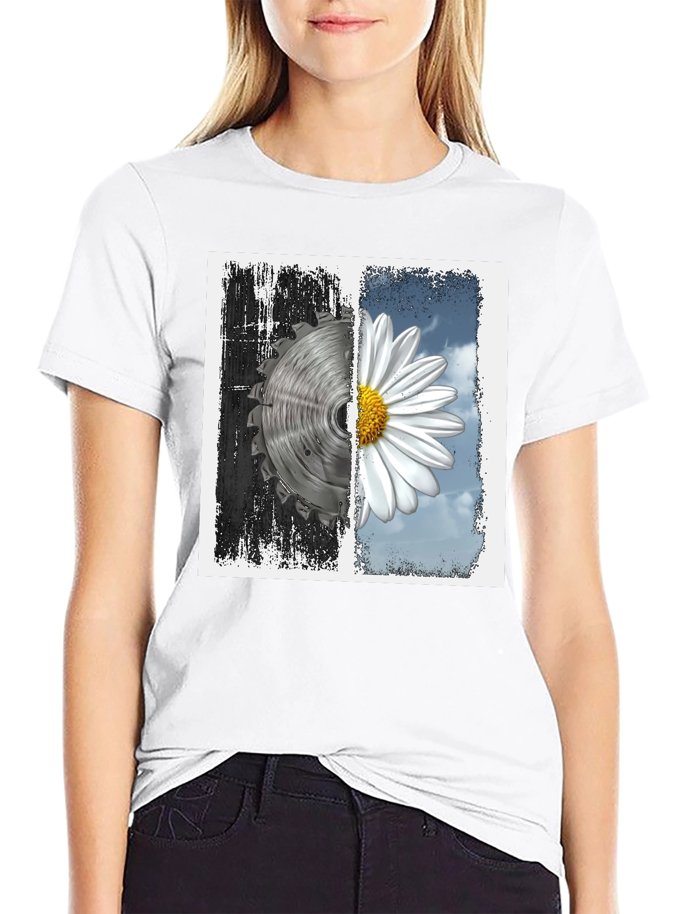 Saw Blade & Daisy Graphic T-Shirt