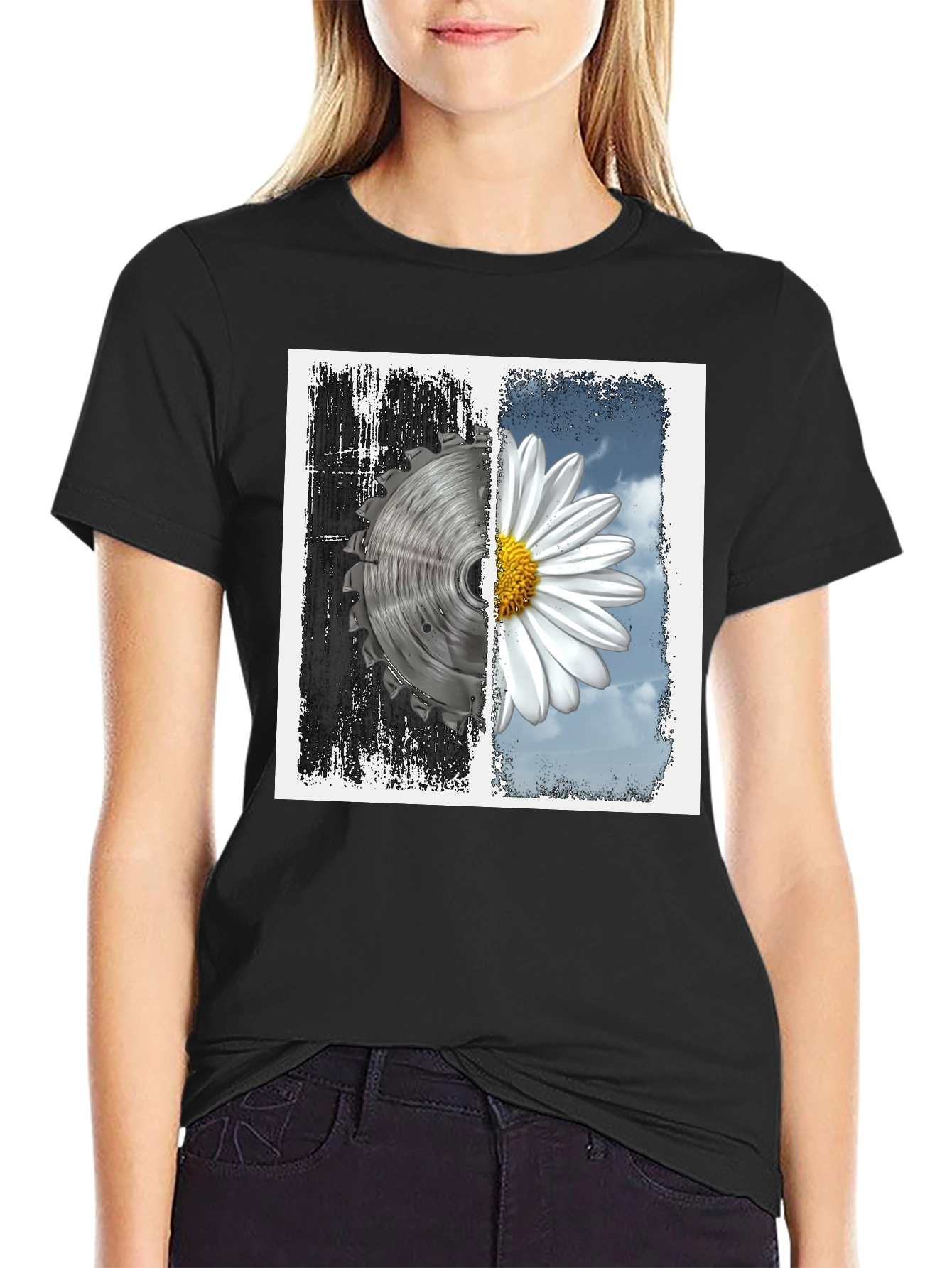Saw Blade & Daisy Graphic T-Shirt