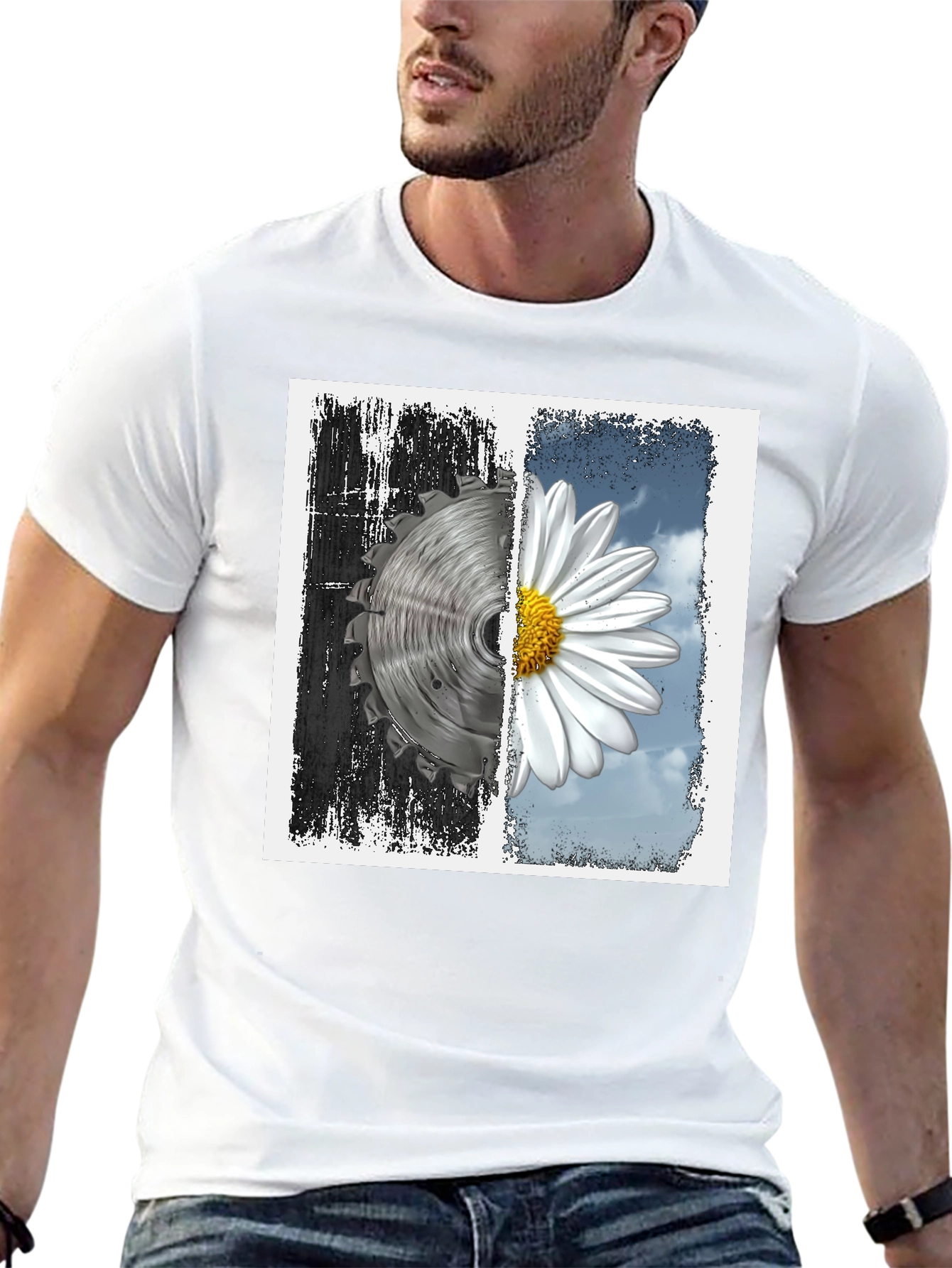 Saw Blade & Daisy Graphic T-Shirt