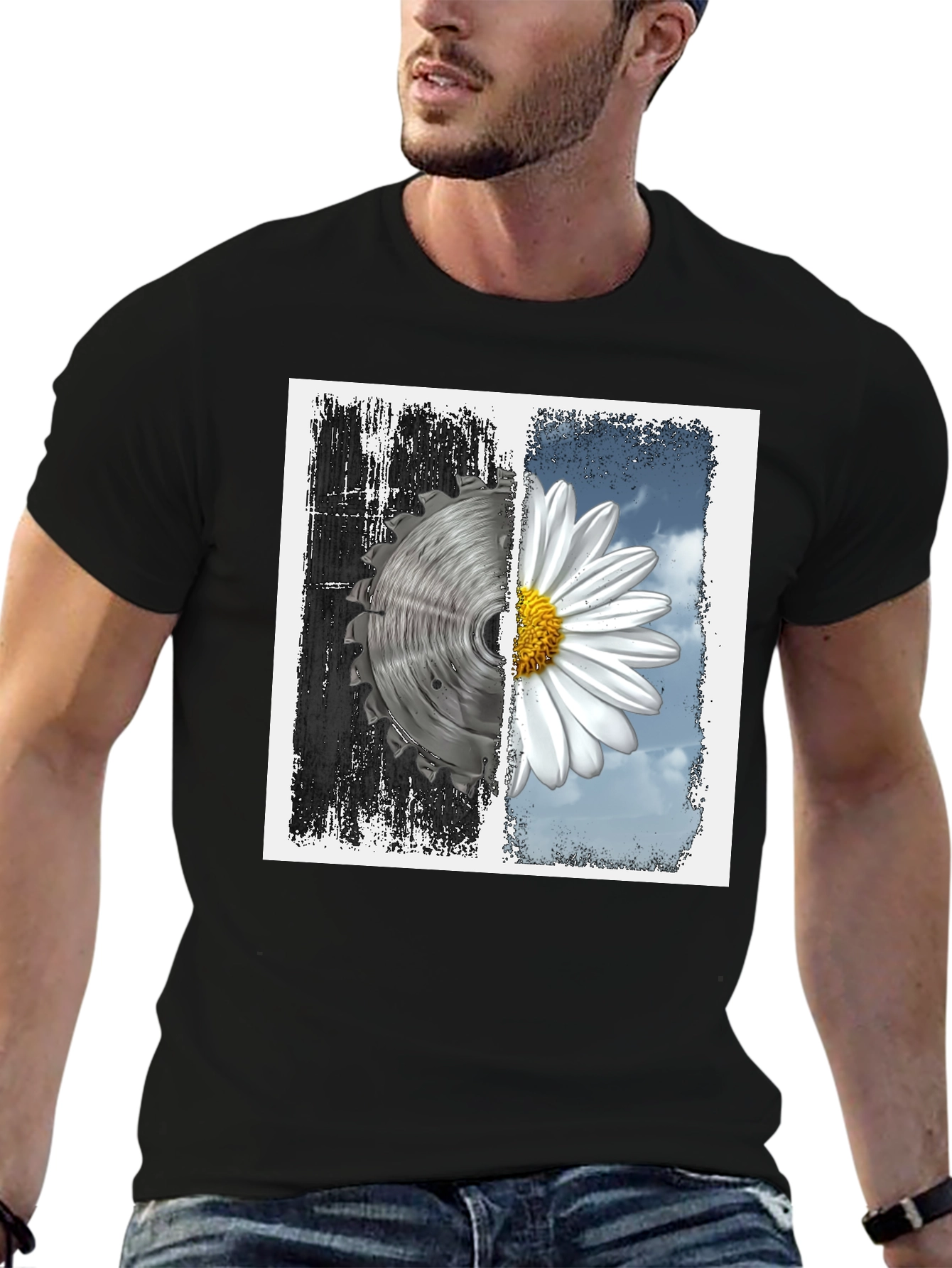 Saw Blade & Daisy Graphic T-Shirt