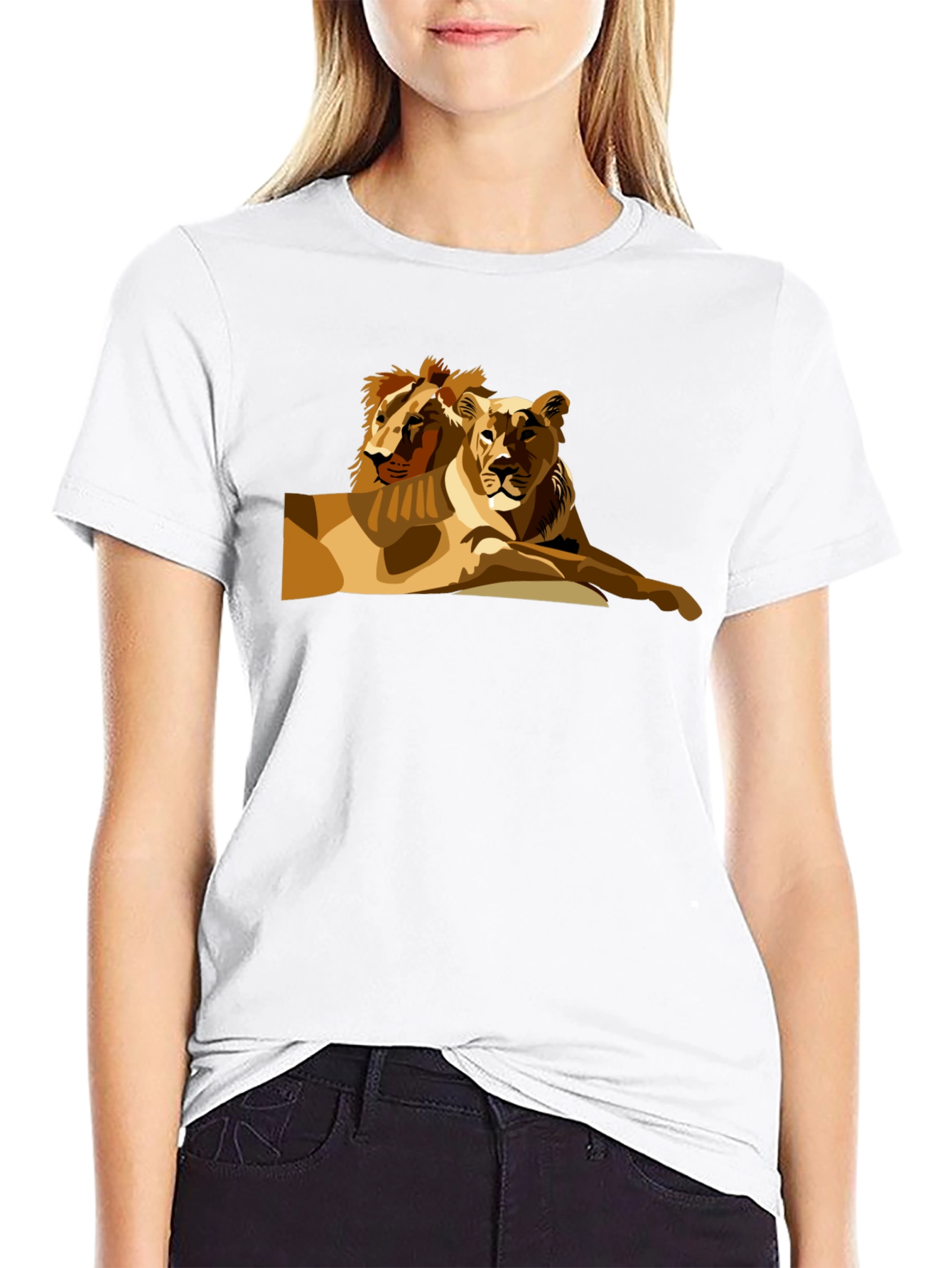 Lion & Lioness Graphic Black T-Shirt