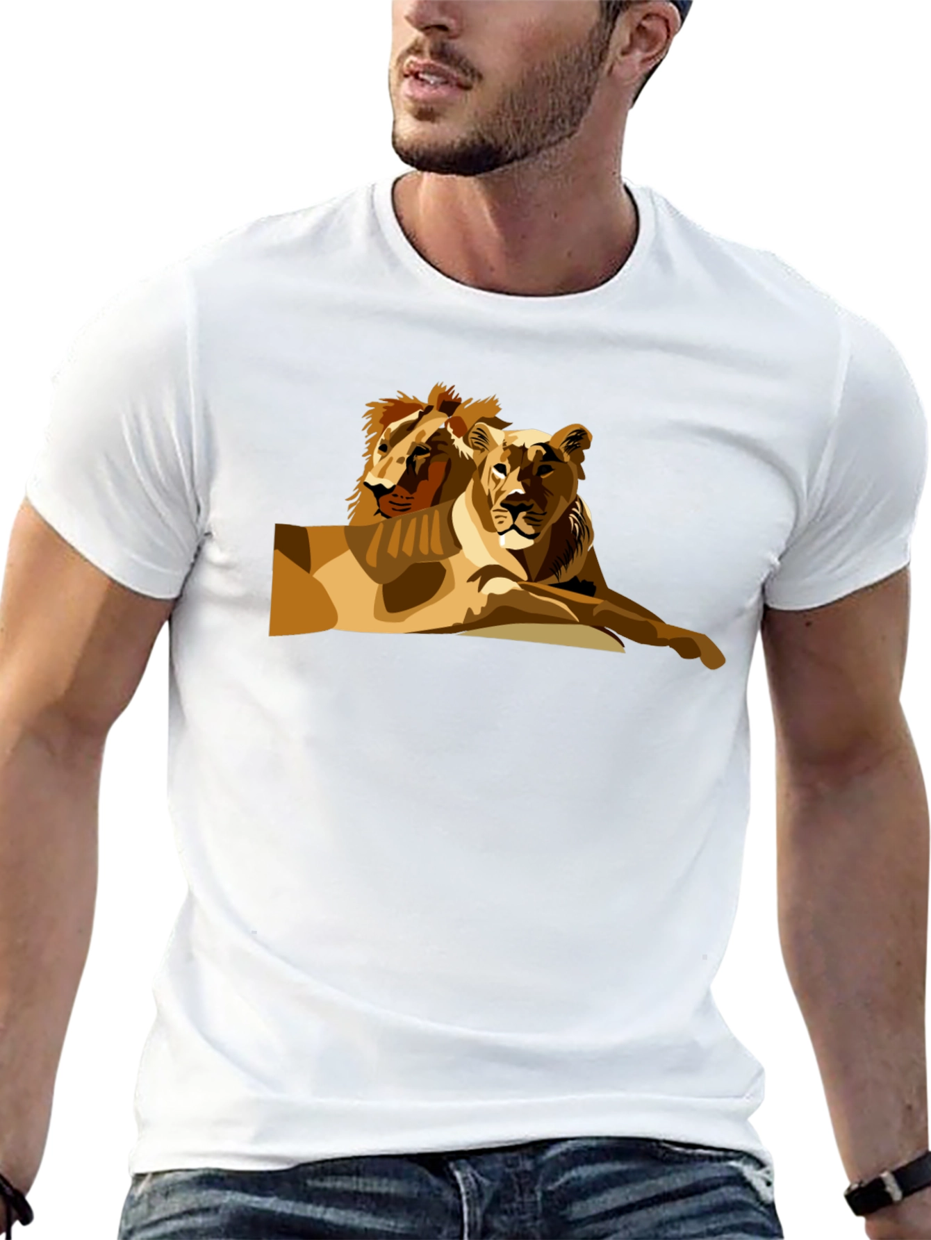 Lion & Lioness Graphic Black T-Shirt