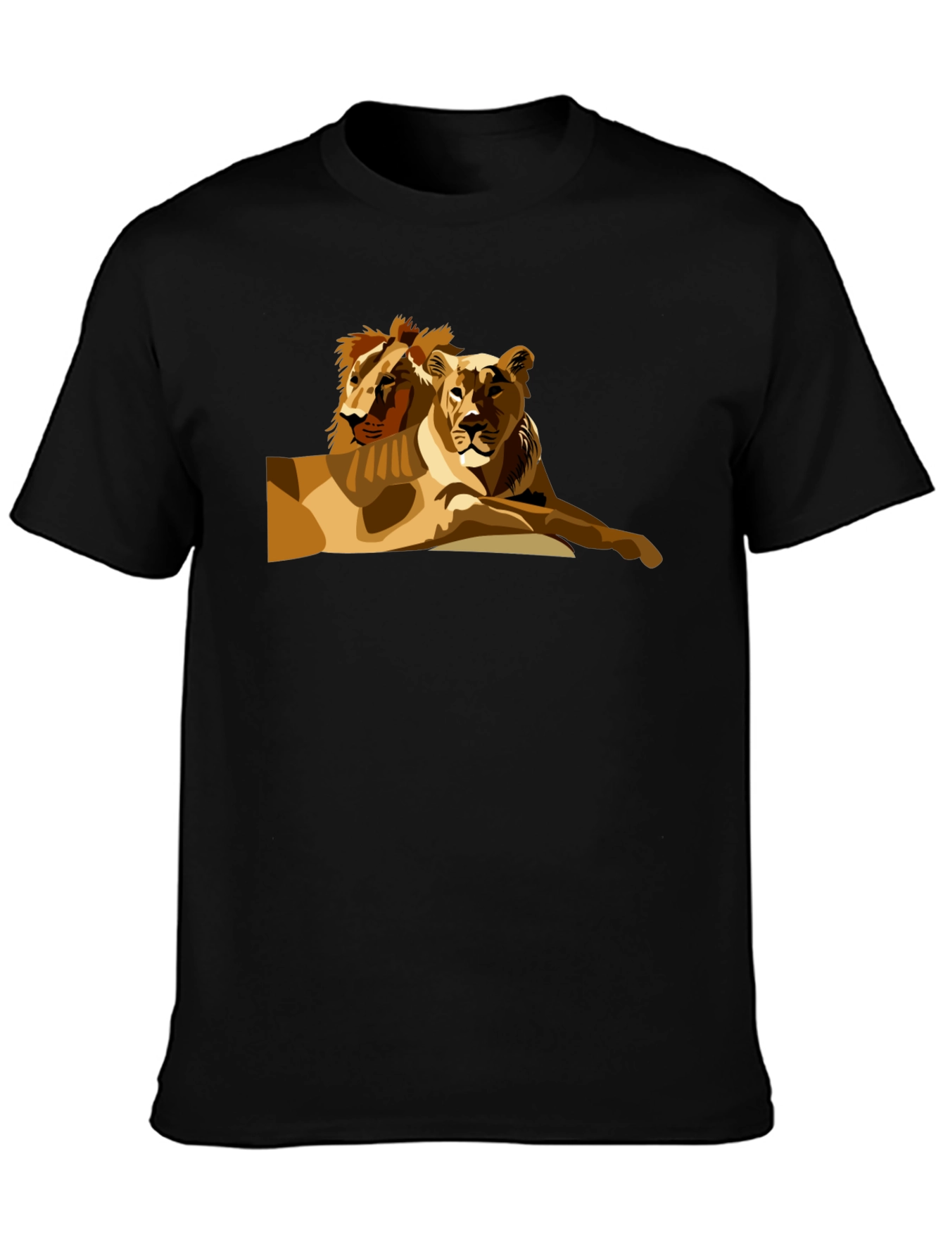 Lion & Lioness Graphic Black T-Shirt