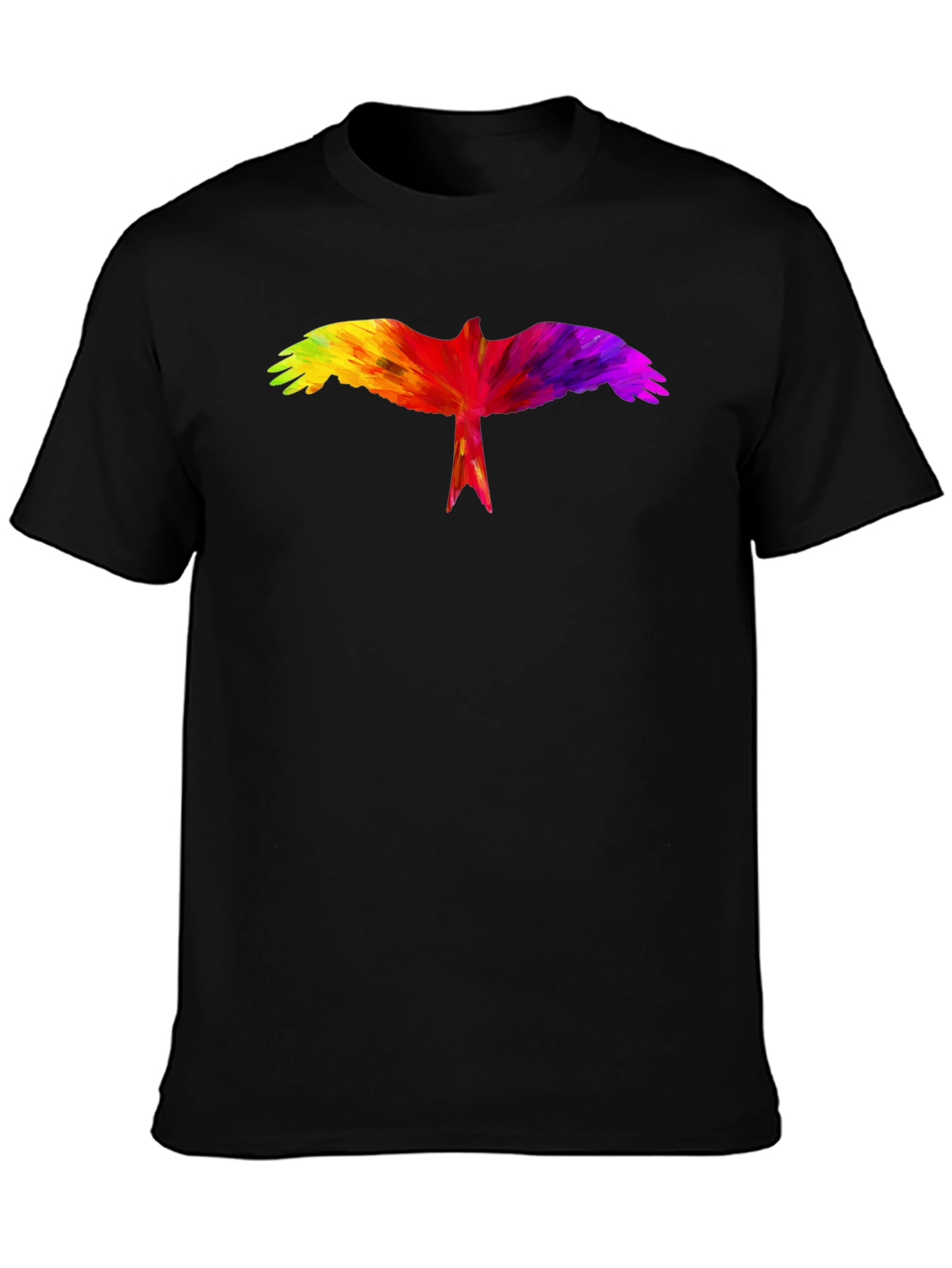 Rainbow Bird Graphic Black T-Shirt