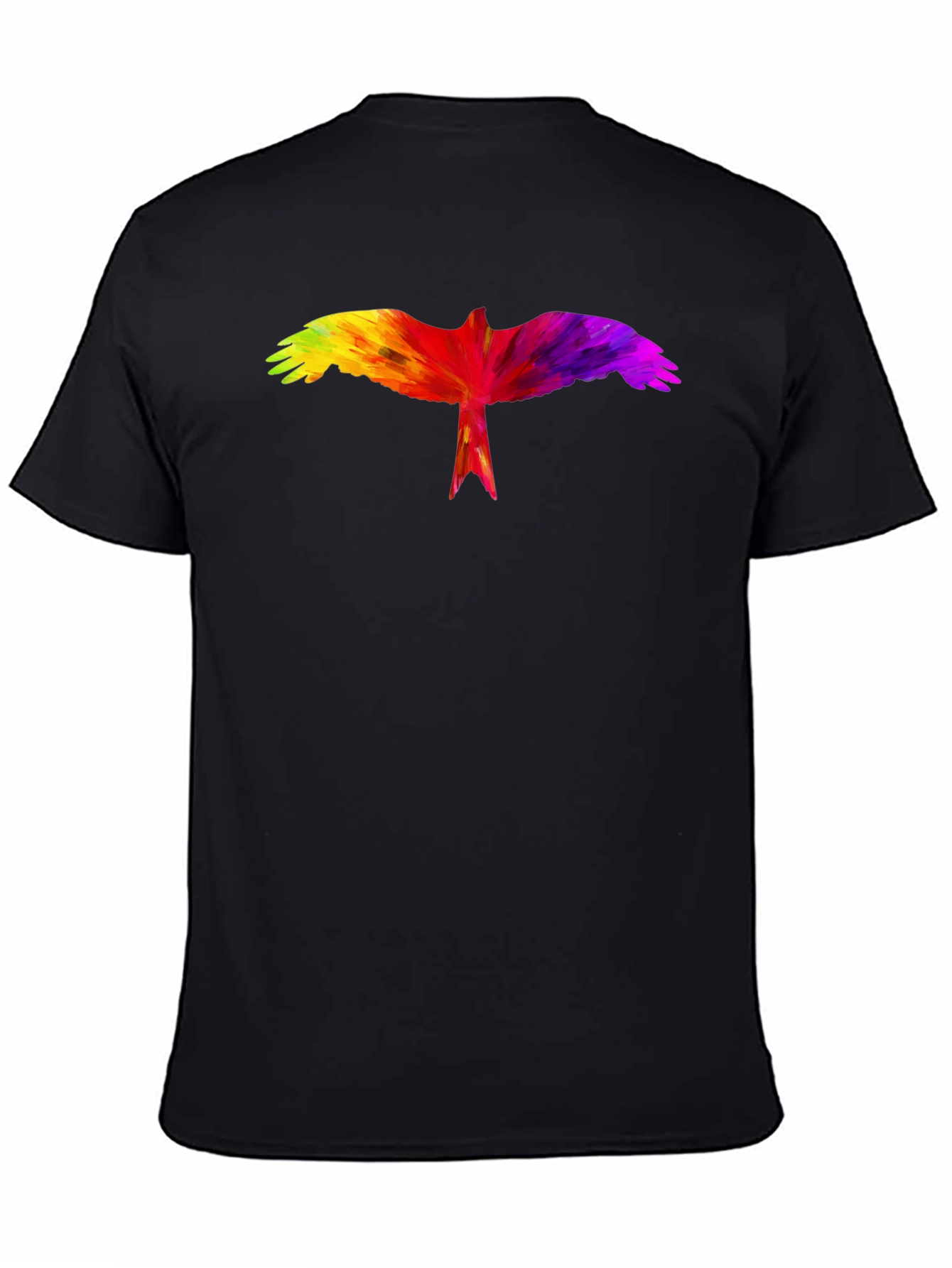 Rainbow Bird Graphic Black T-Shirt