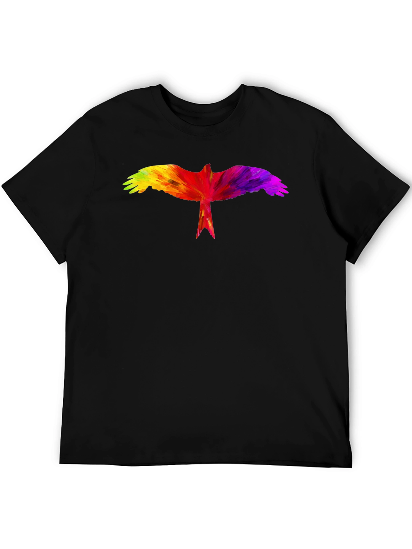 Rainbow Bird Graphic Black T-Shirt