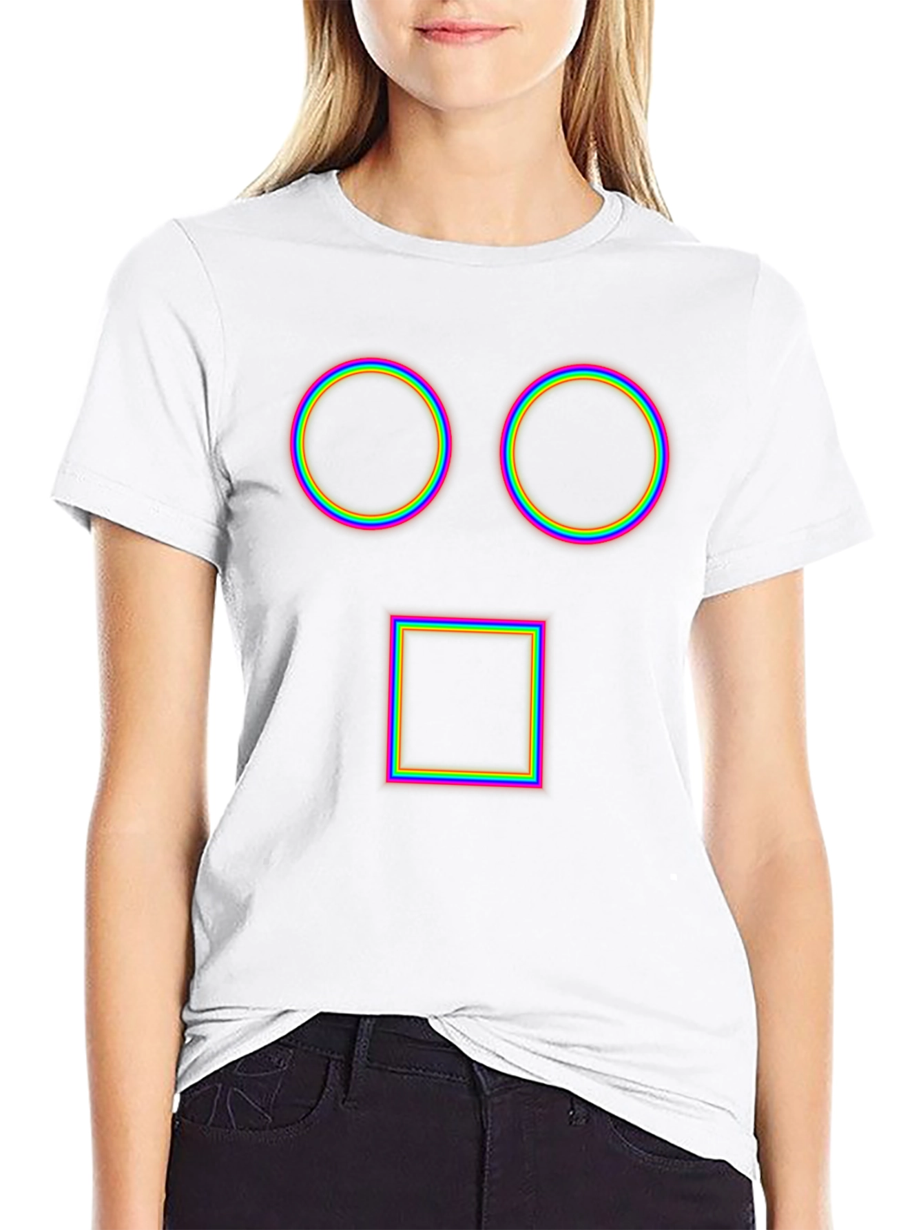 Abstract Geometric Face T-Shirt - Black