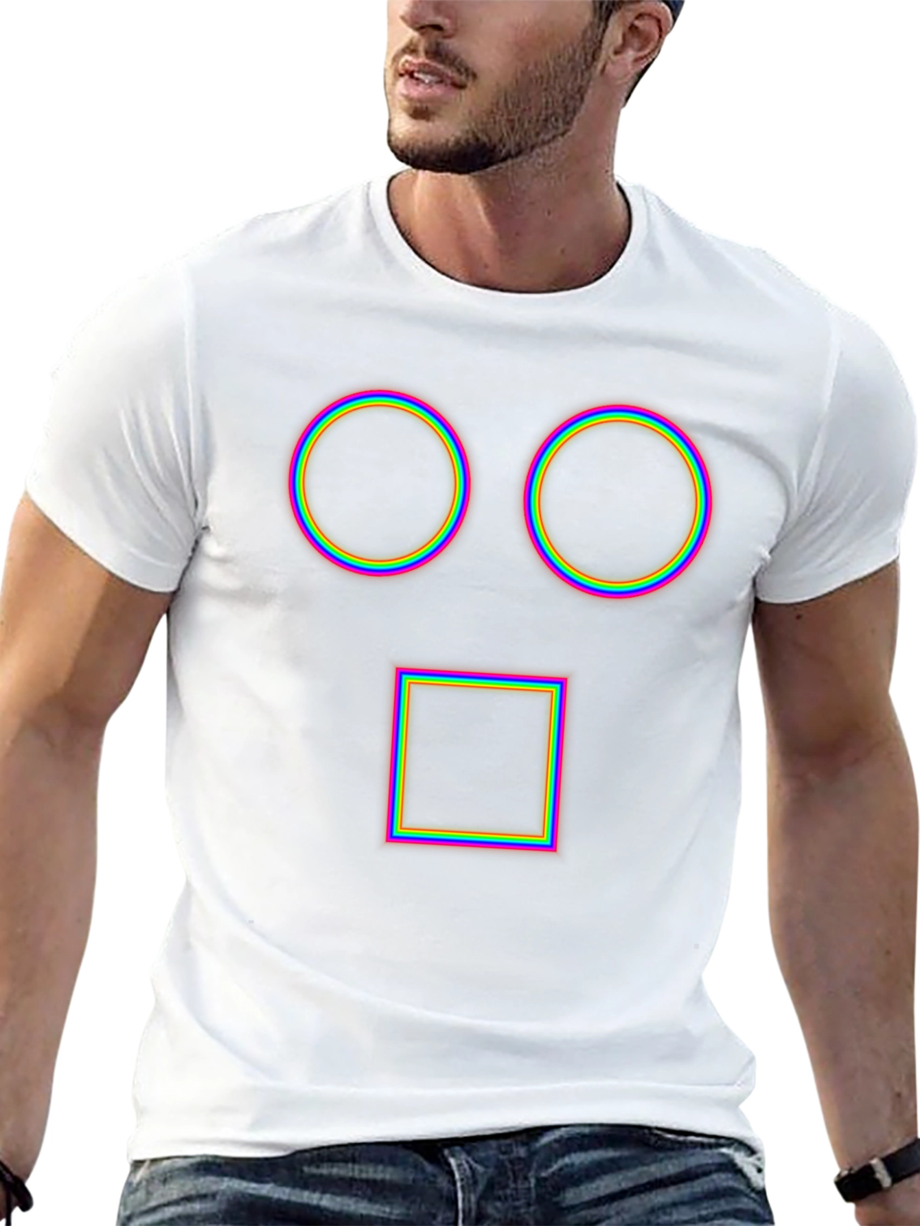 Abstract Geometric Face T-Shirt - Black