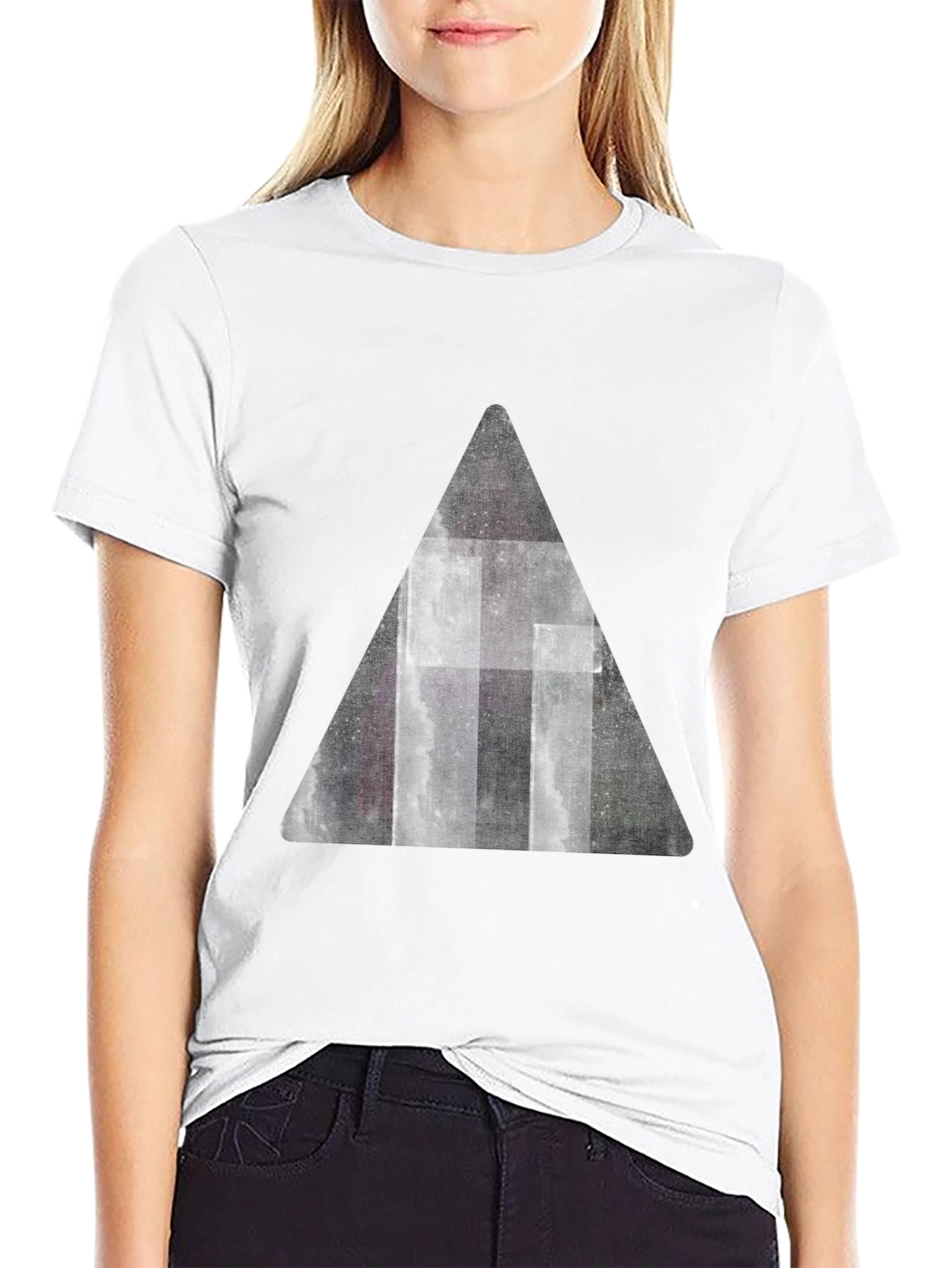 Mens Graphic Black T-Shirt with Triangle Design