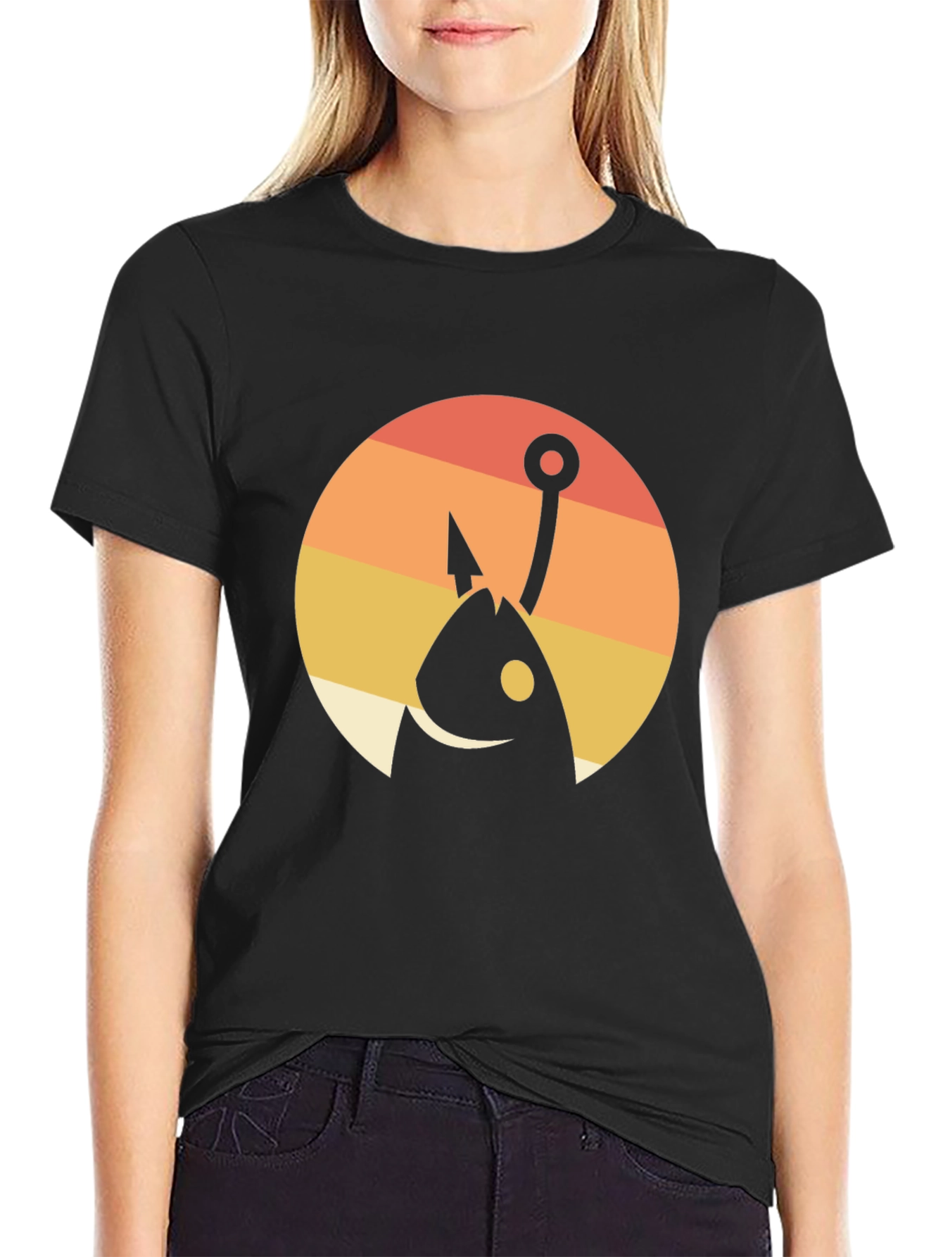 Fishing Hook Graphic T-Shirt - Black