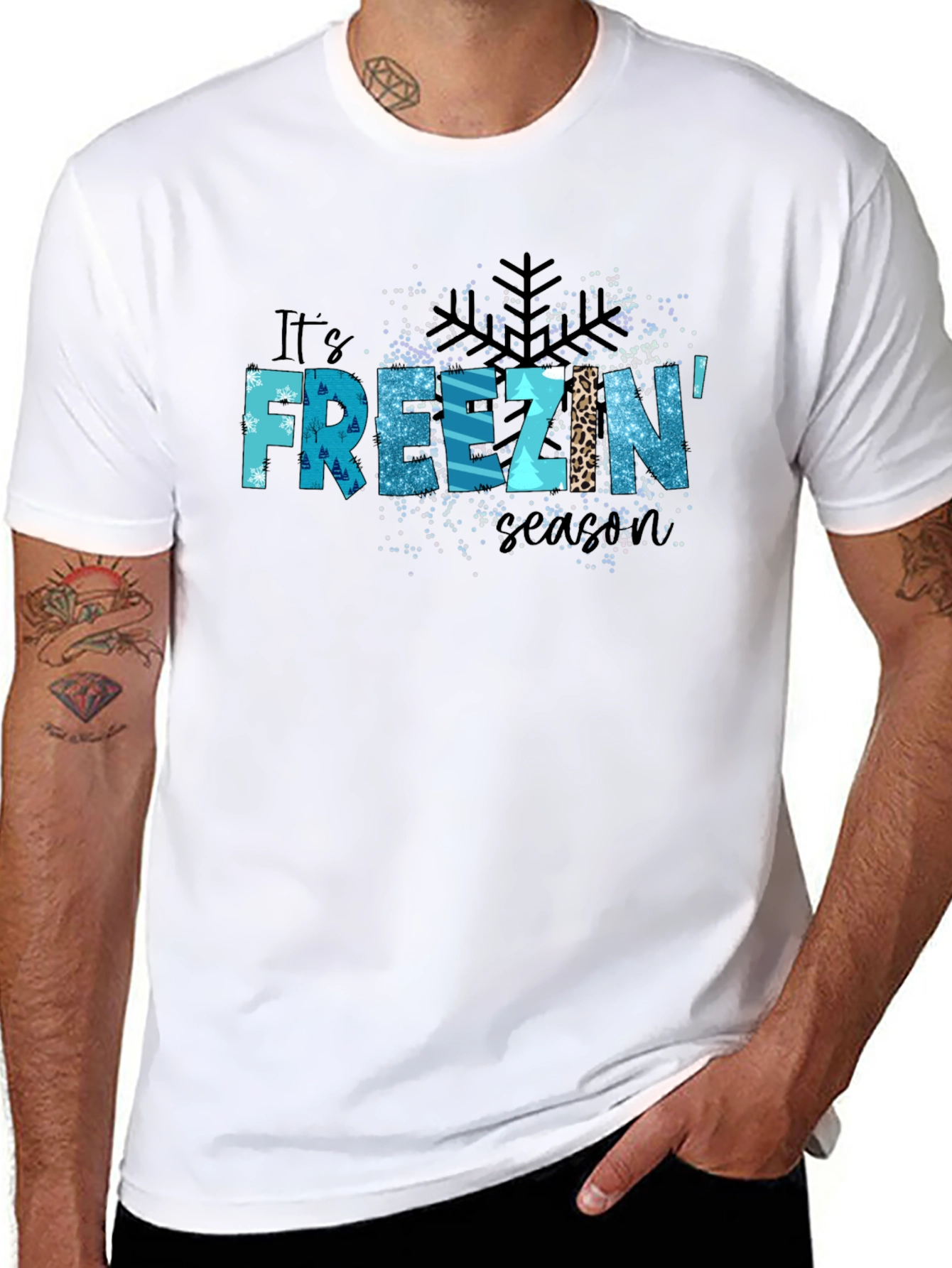 Its Freezin Season Black Graphic T-Shirt