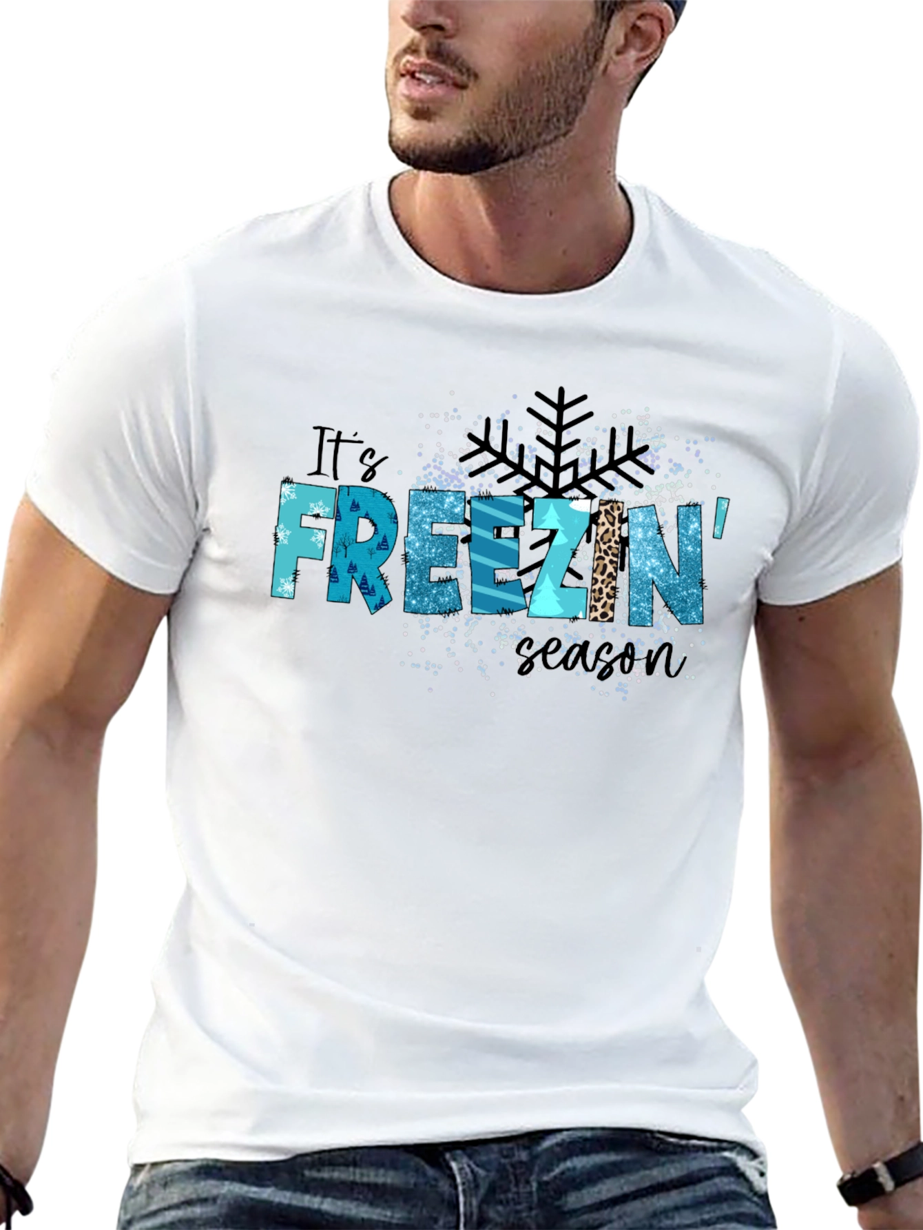 Its Freezin Season Black Graphic T-Shirt