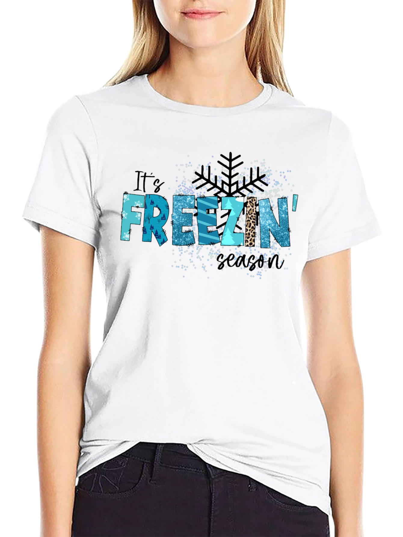 Its Freezin Season Black Graphic T-Shirt