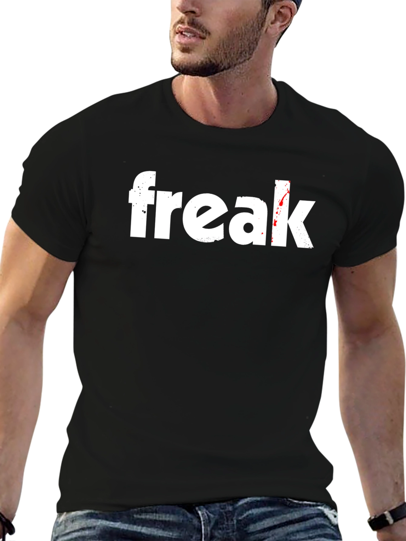 Freak Graphic Tee - Black Cotton Casual T-Shirt