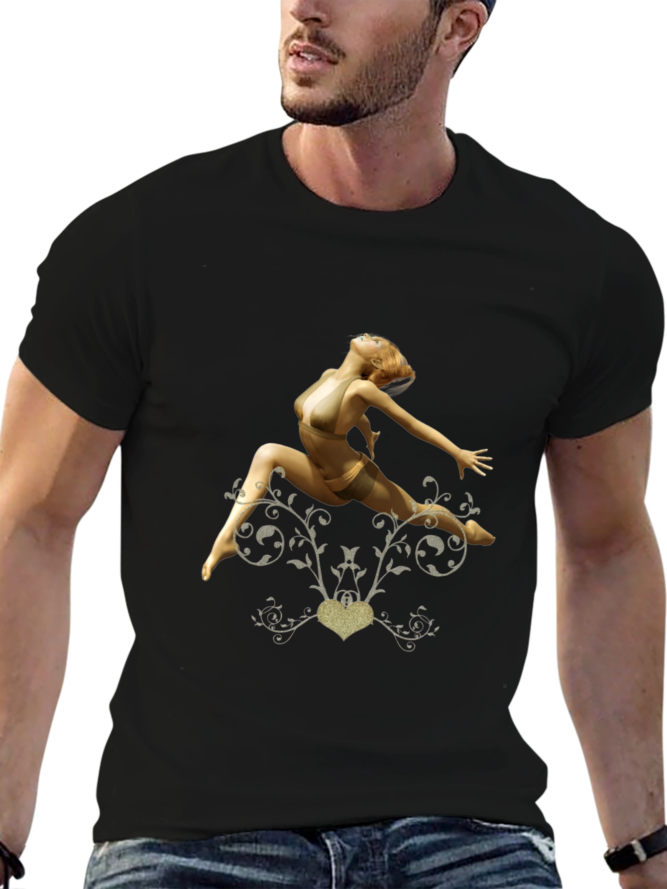 Black T-Shirt with Dancer Graphic