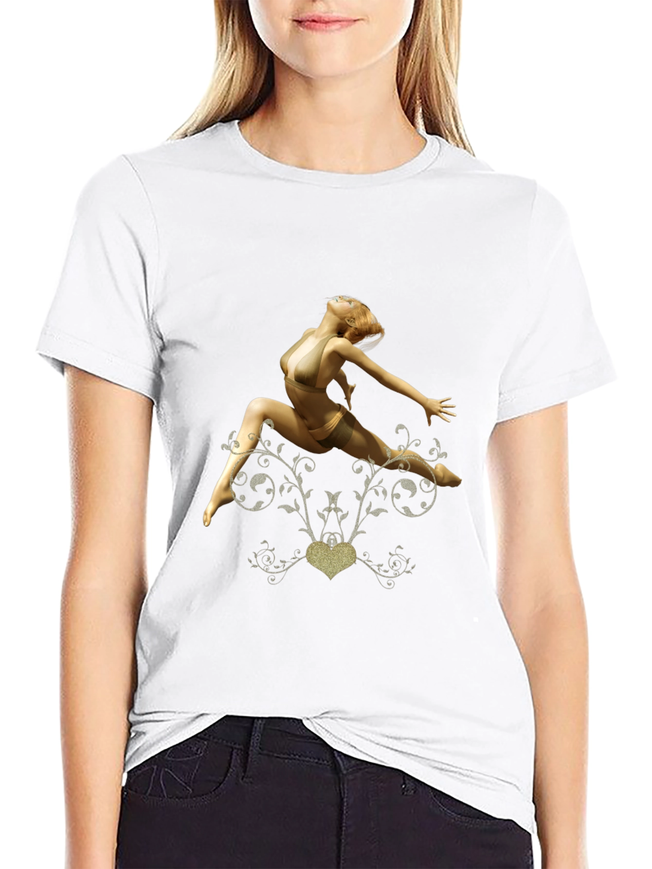Black T-Shirt with Dancer Graphic