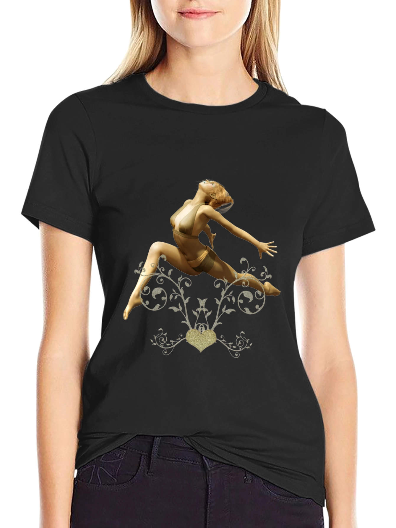 Black T-Shirt with Dancer Graphic