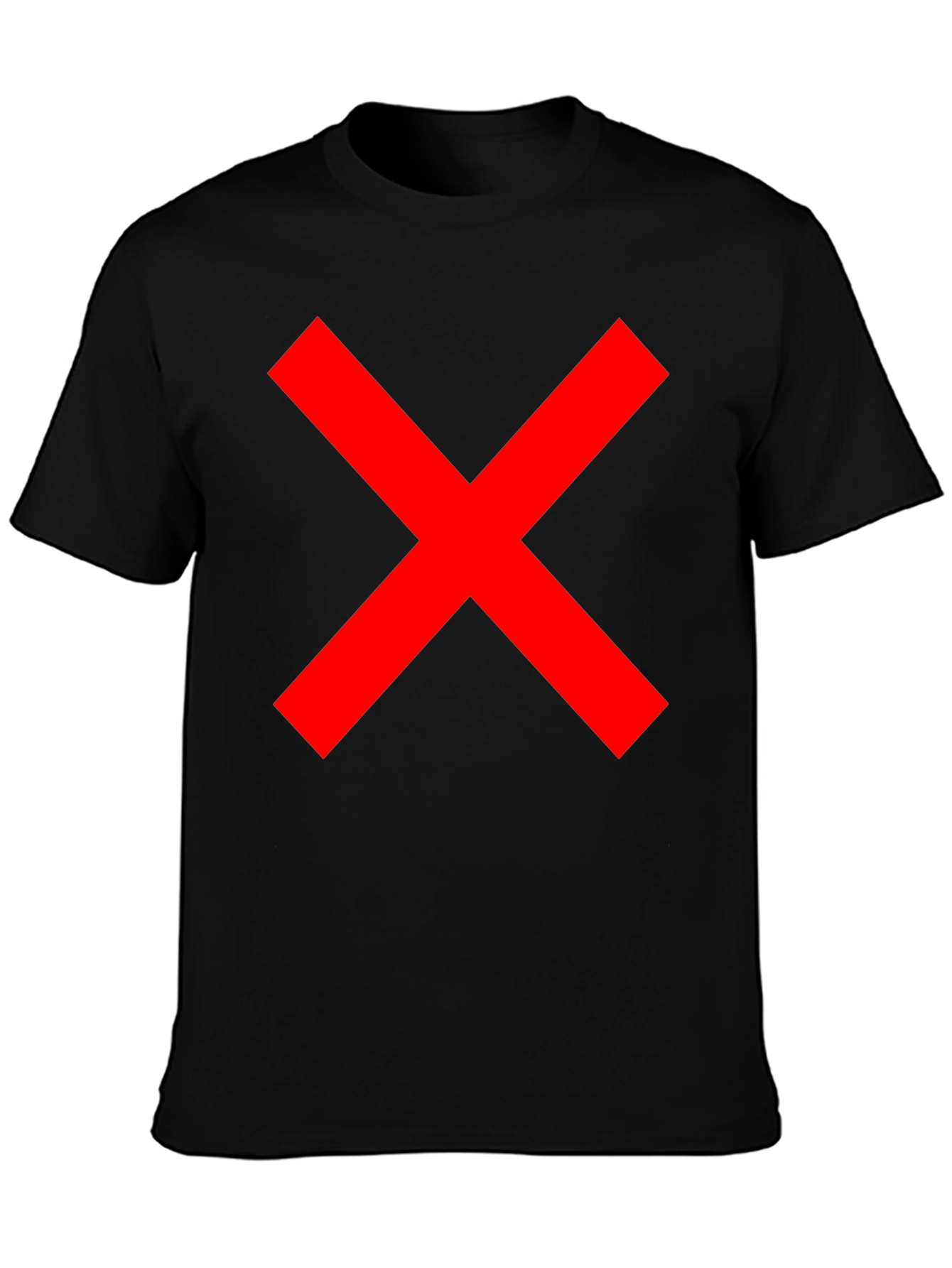 Mens Black T-Shirt with Red X Graphic