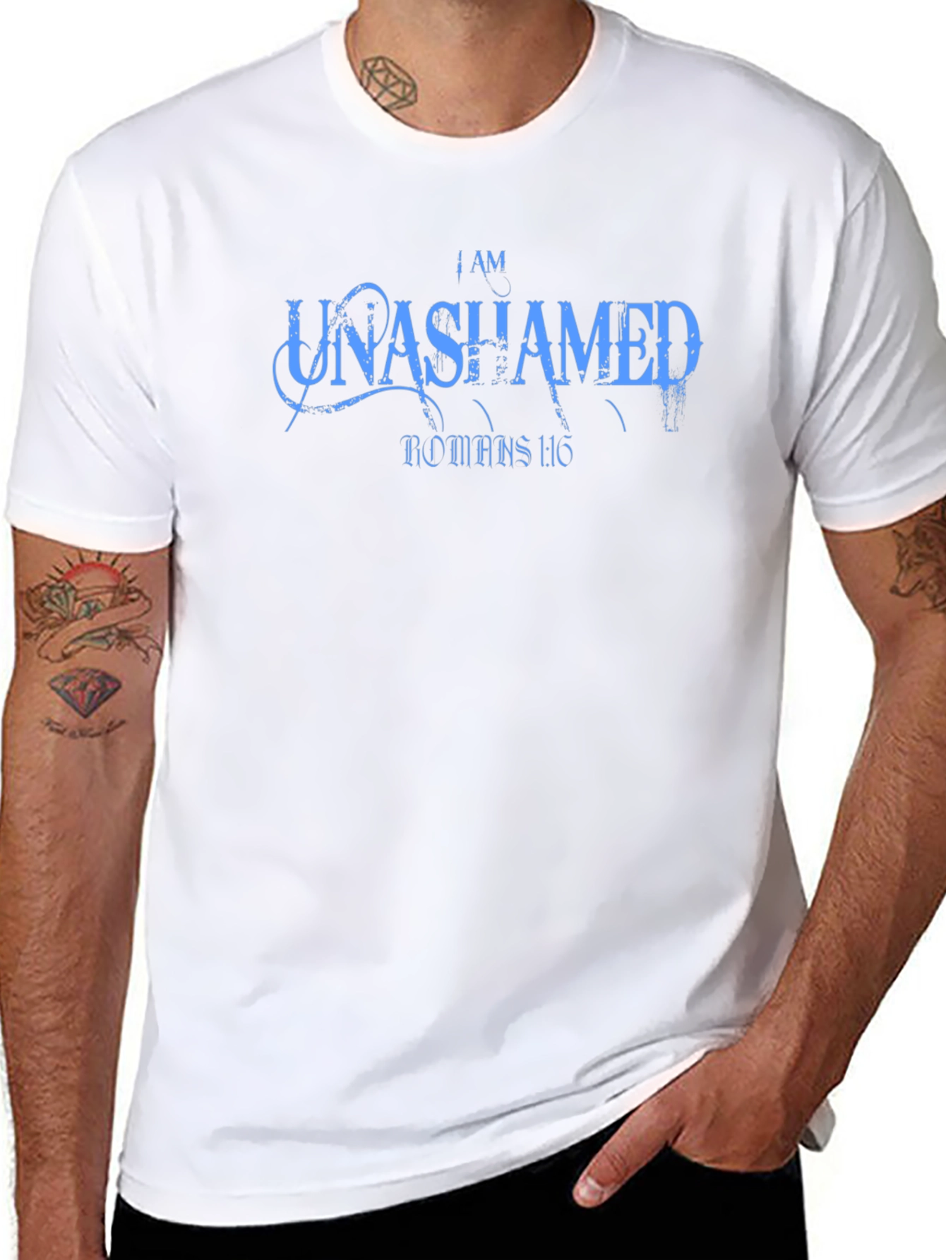 I AM UNASHAMED Christian T-Shirt Romans 1:16 Tee