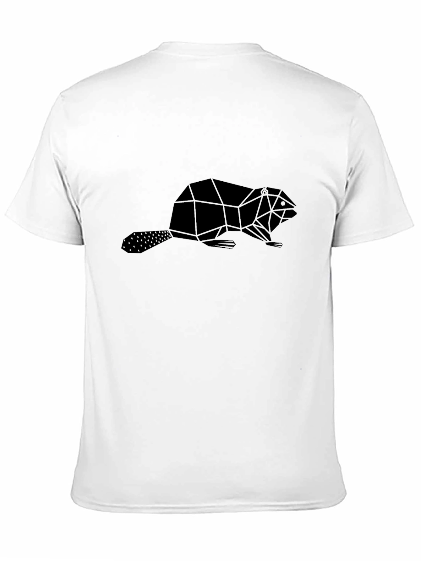 Geometric Beaver Graphic Tee - Black Crew Neck