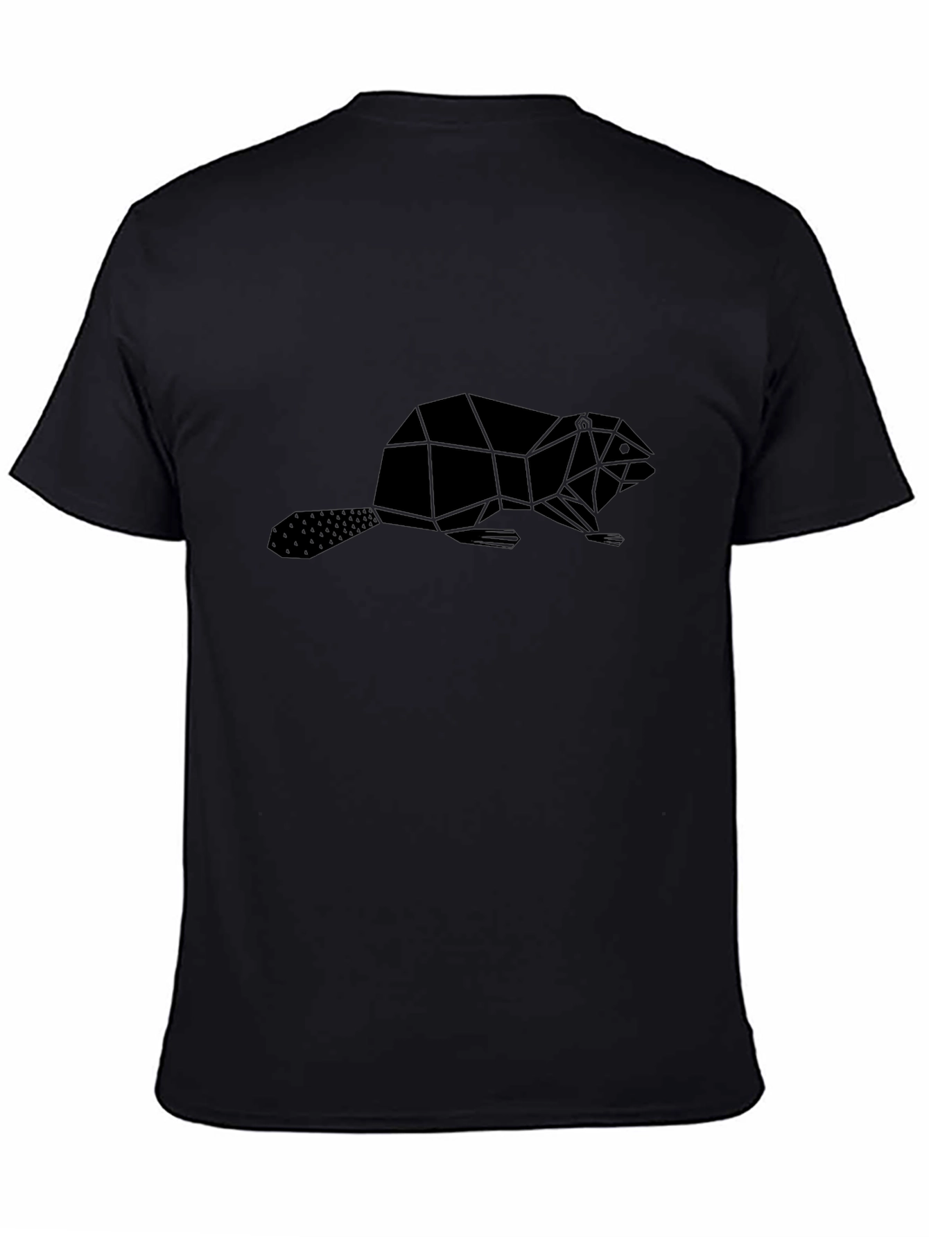 Geometric Beaver Graphic Tee - Black Crew Neck