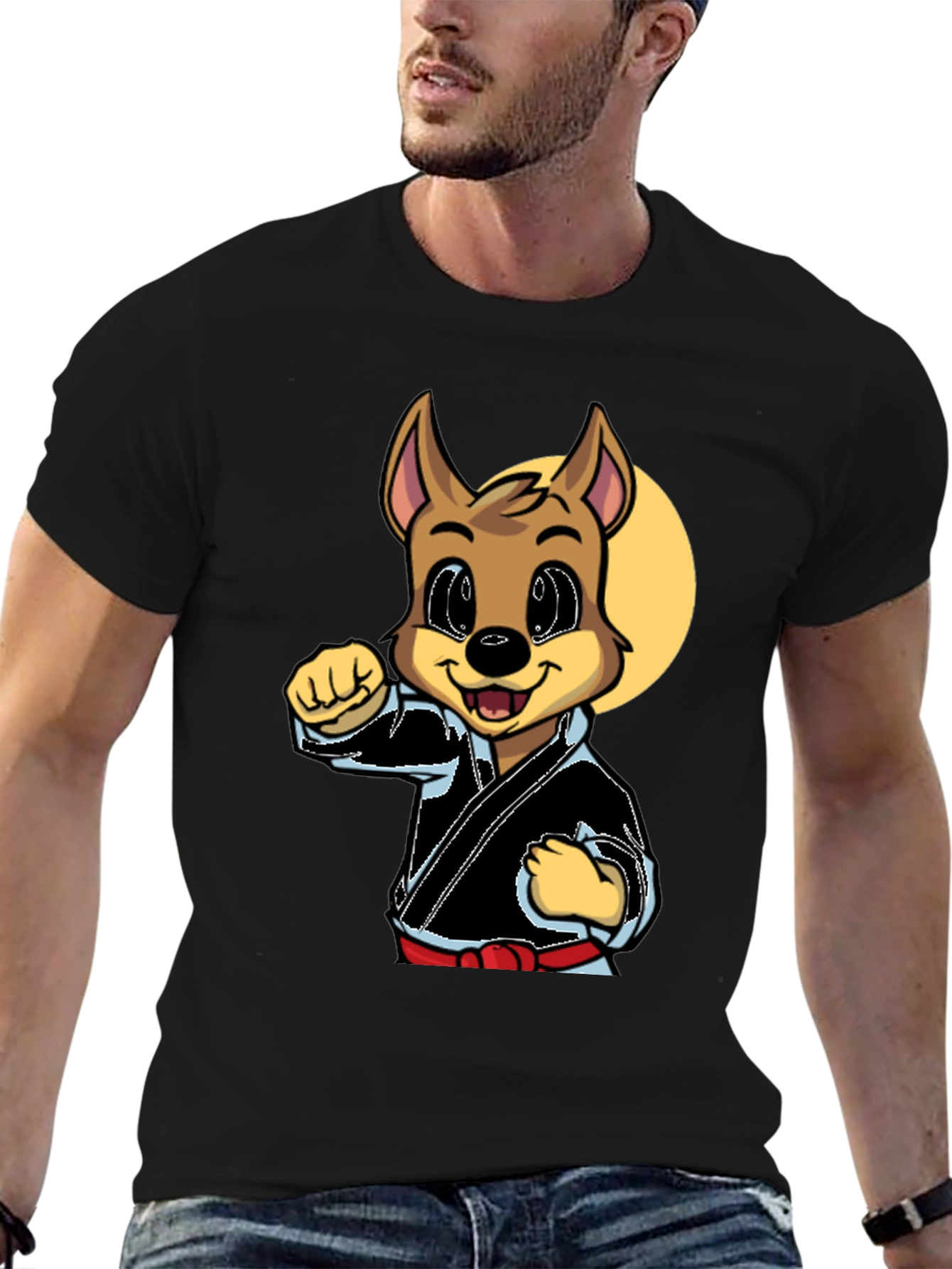 Karate Dog Graphic Tee - Black Martial Arts Shirt