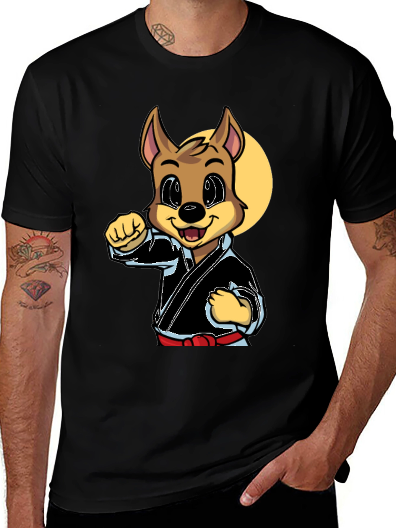 Karate Dog Graphic Tee - Black Martial Arts Shirt