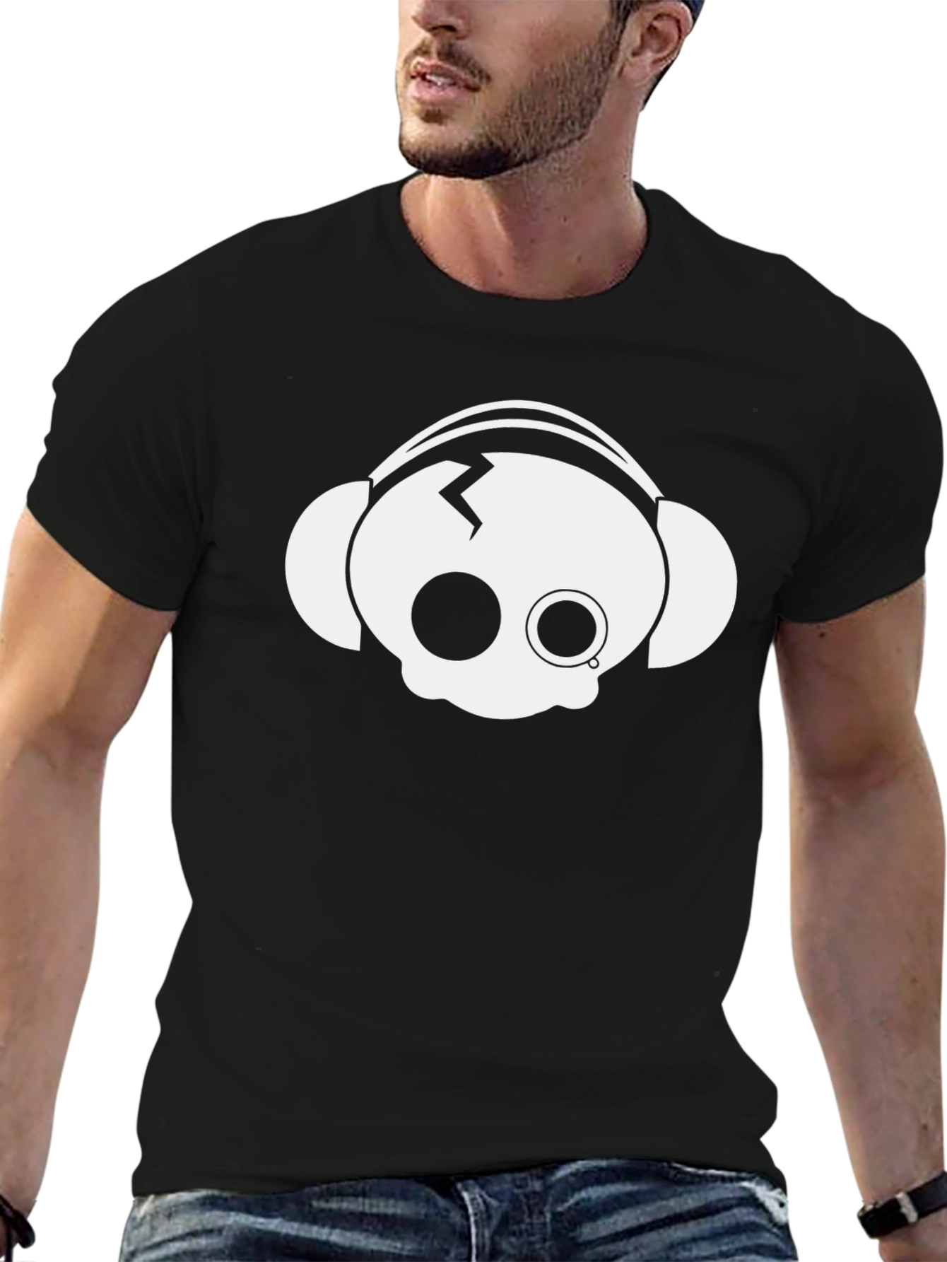 Skull Headphone Graphic Tee - Modern Style