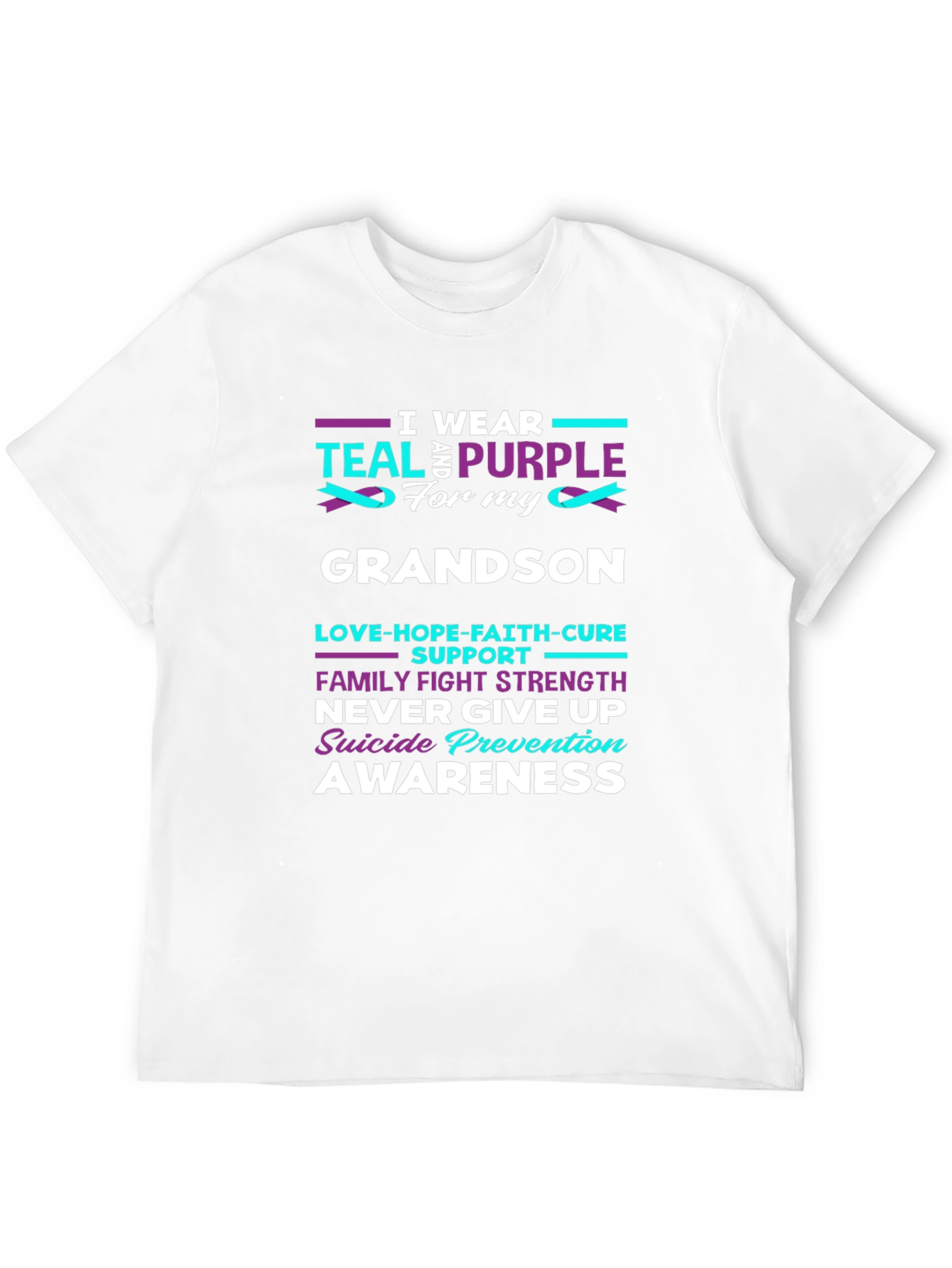 Teal and Purple Grandson Suicide Awareness T-Shirt