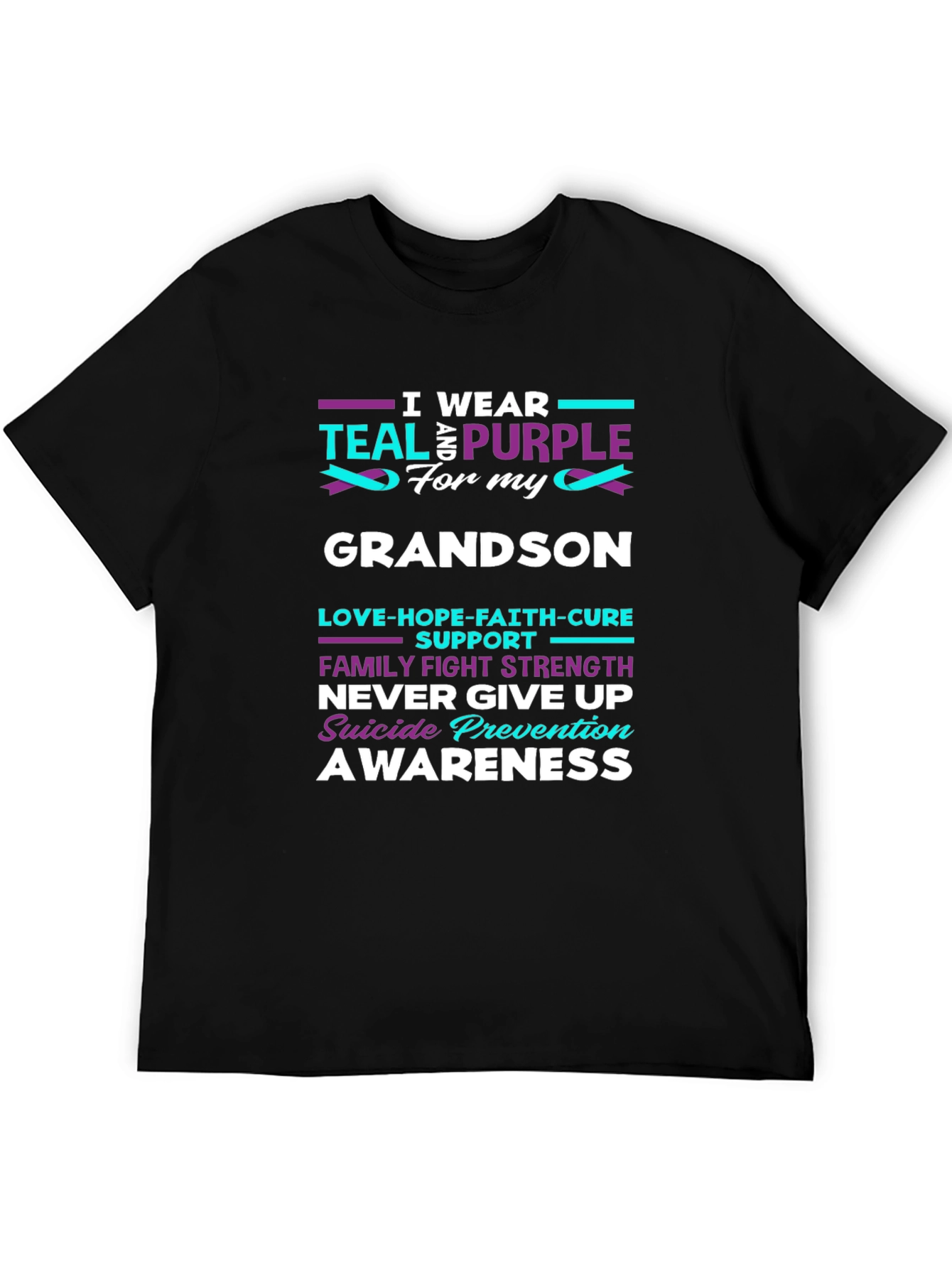 Teal and Purple Grandson Suicide Awareness T-Shirt