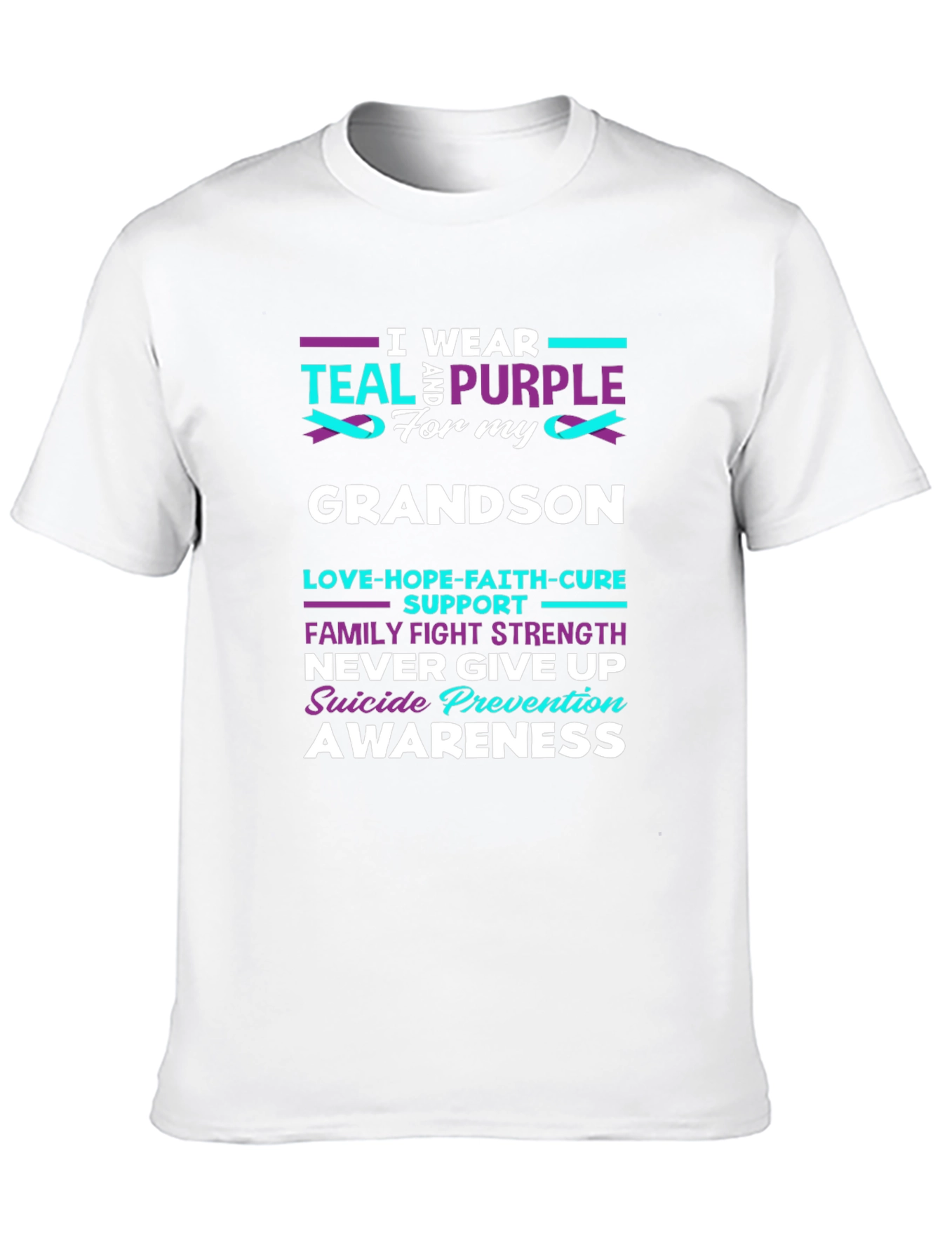 Teal and Purple Grandson Suicide Awareness T-Shirt