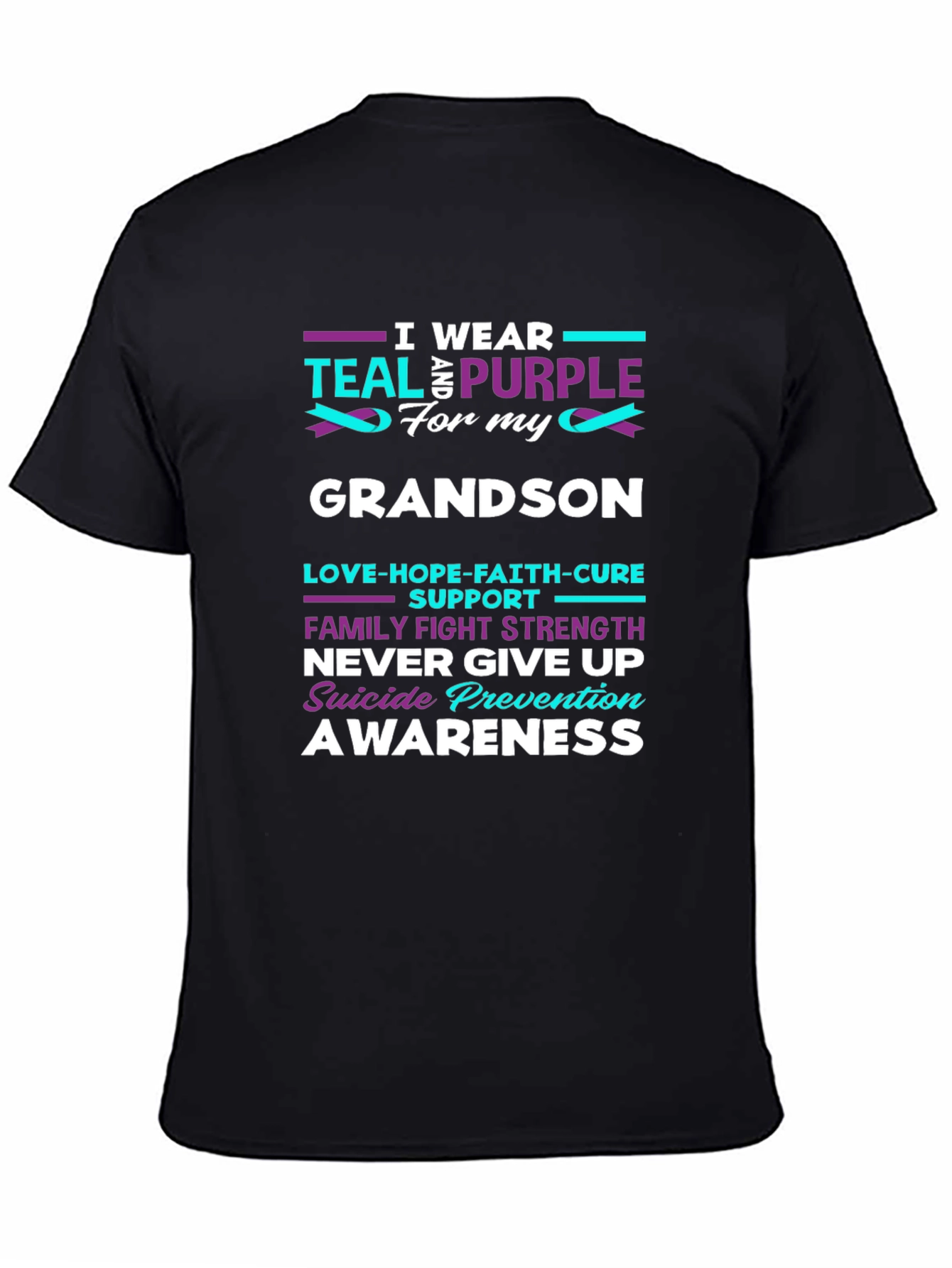 Teal and Purple Grandson Suicide Awareness T-Shirt