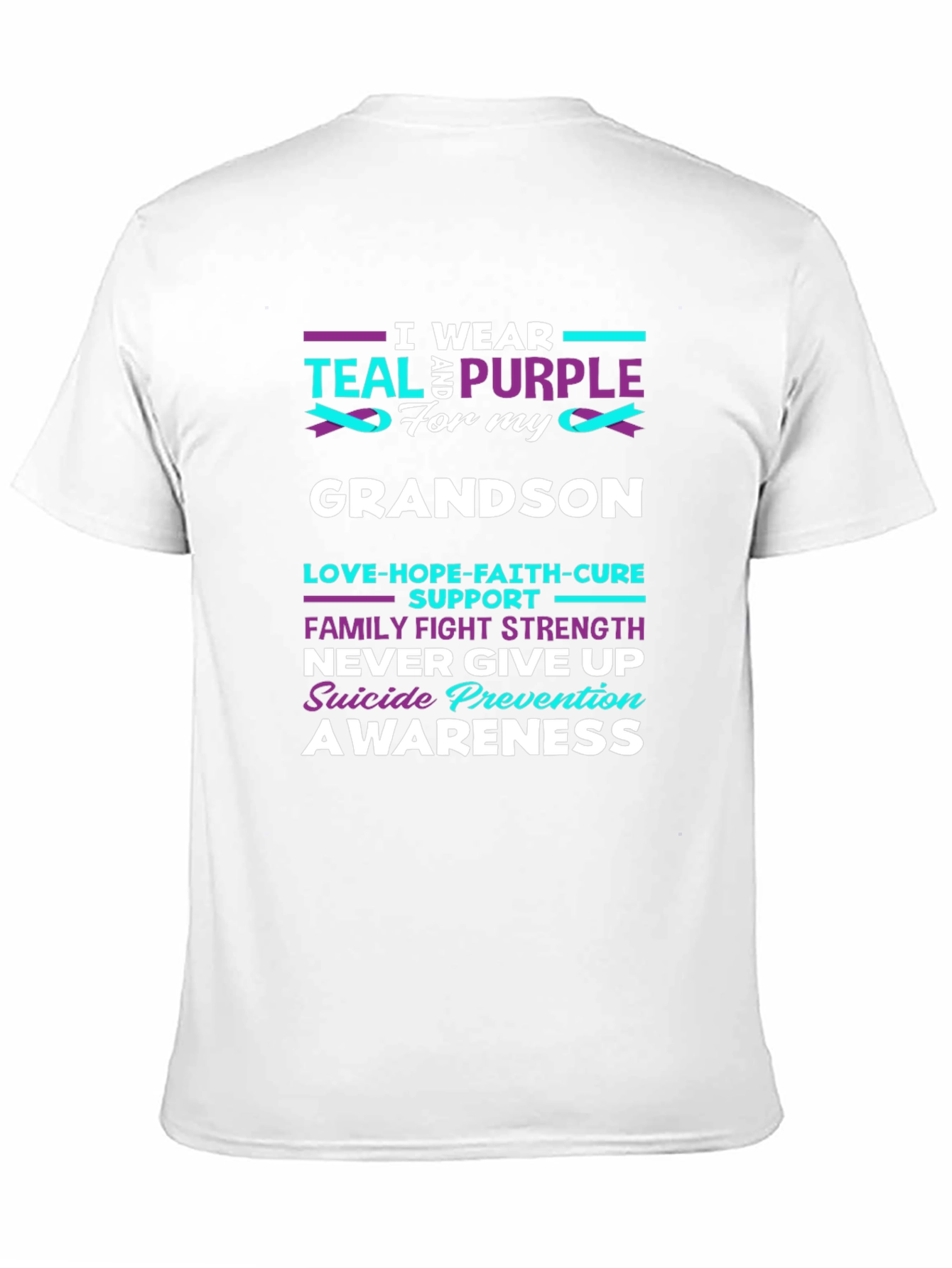 Teal and Purple Grandson Suicide Awareness T-Shirt