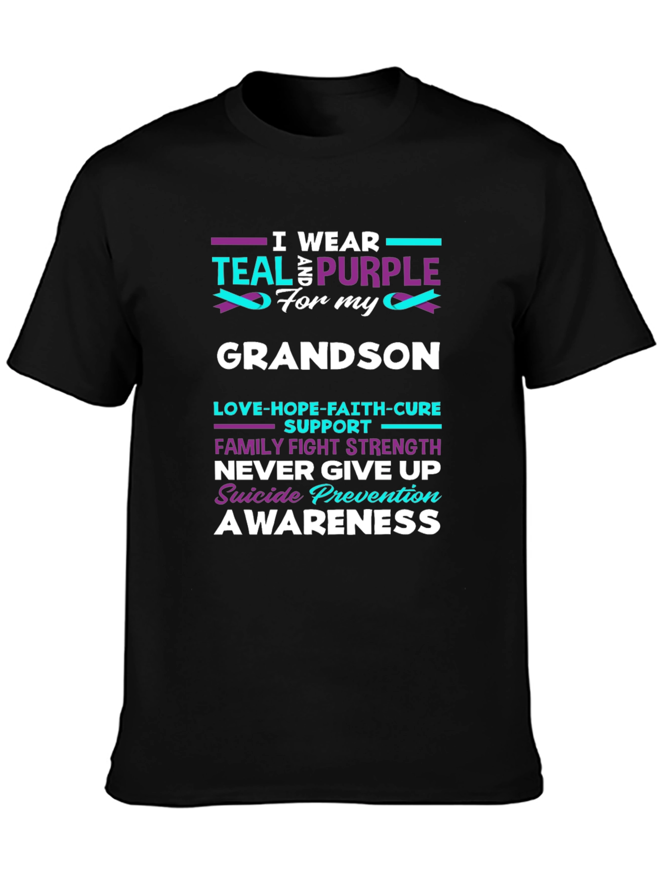 Teal and Purple Grandson Suicide Awareness T-Shirt