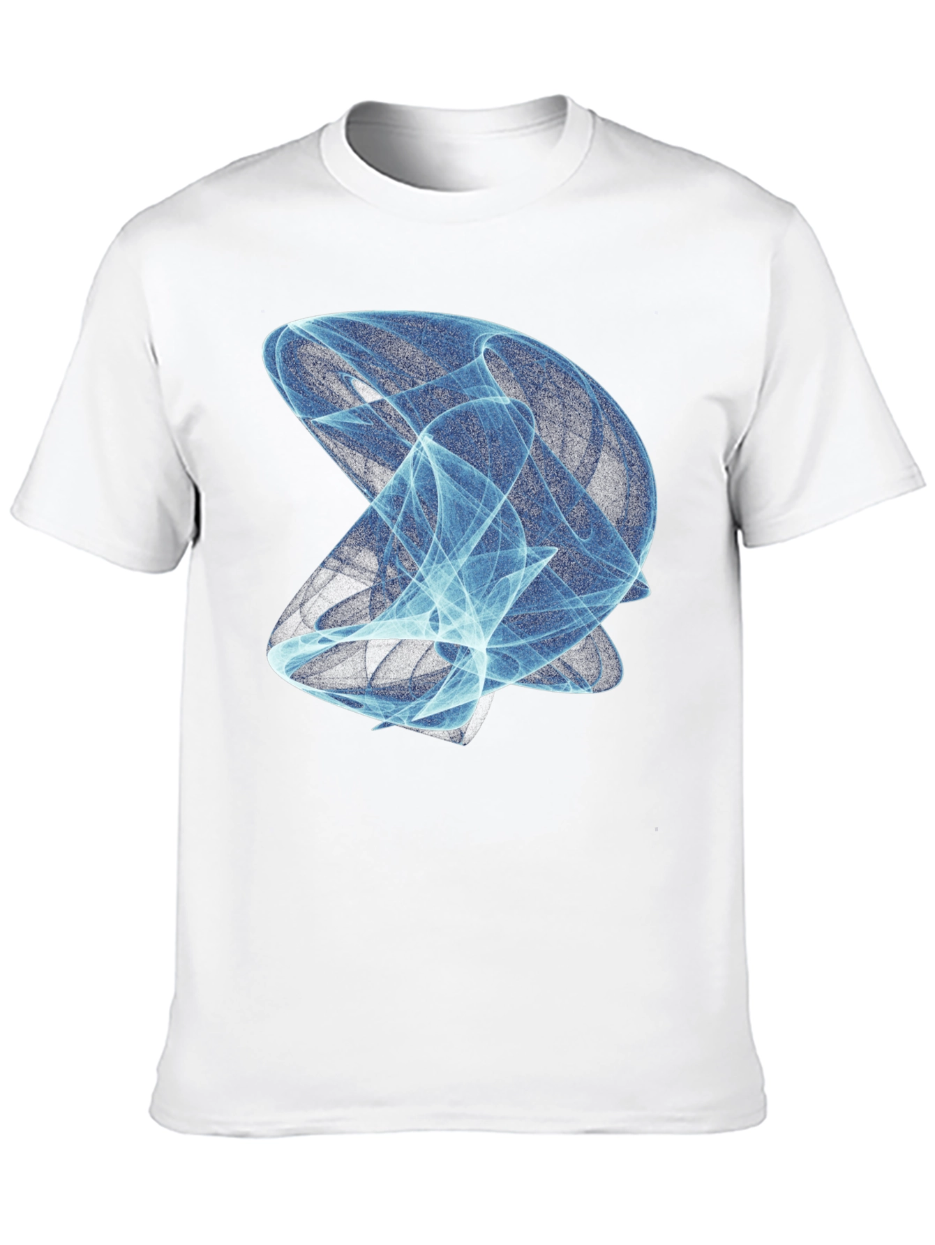 Abstract Blue Vortex Graphic Print Black T-Shirt
