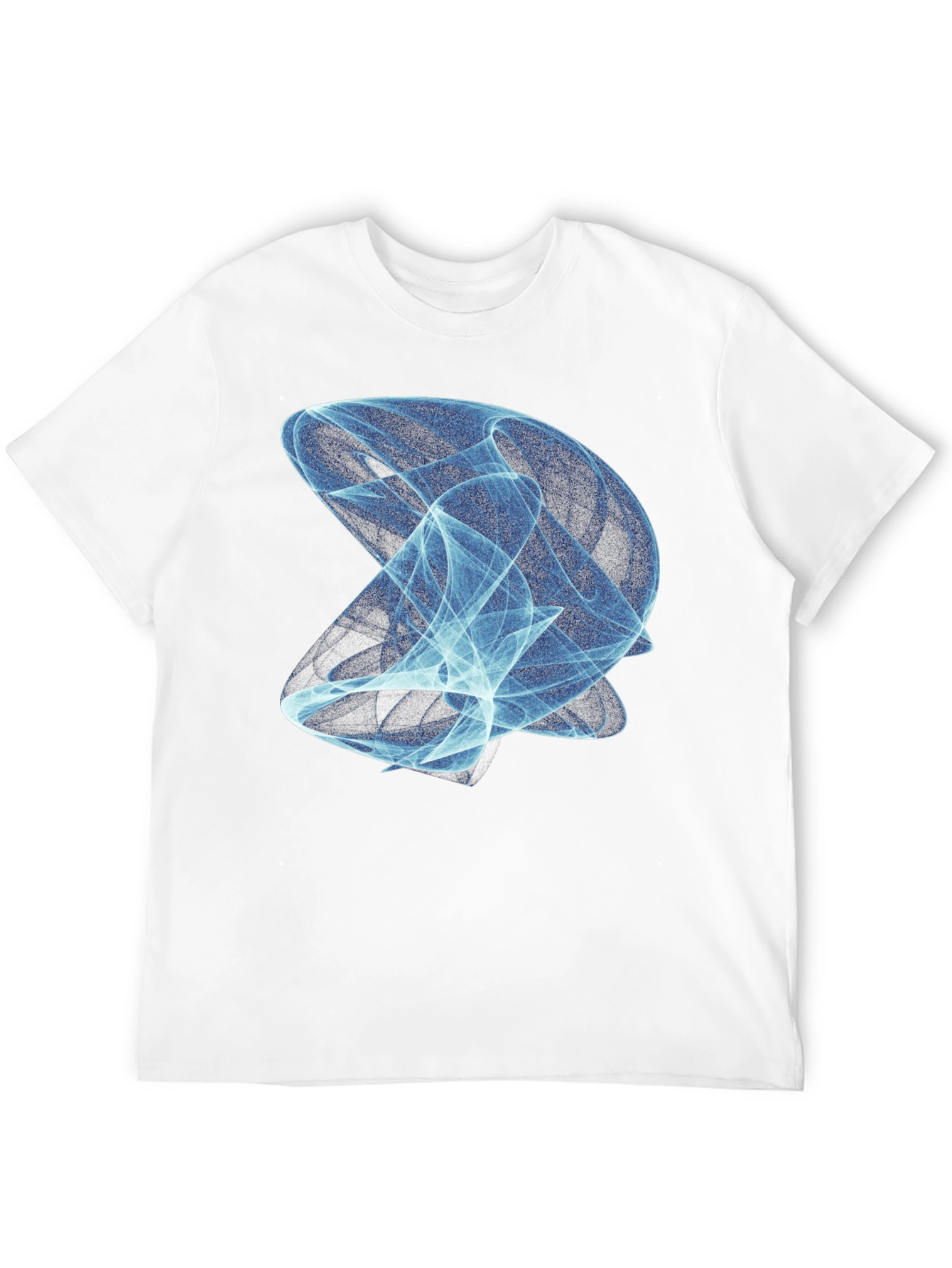 Abstract Blue Vortex Graphic Print Black T-Shirt