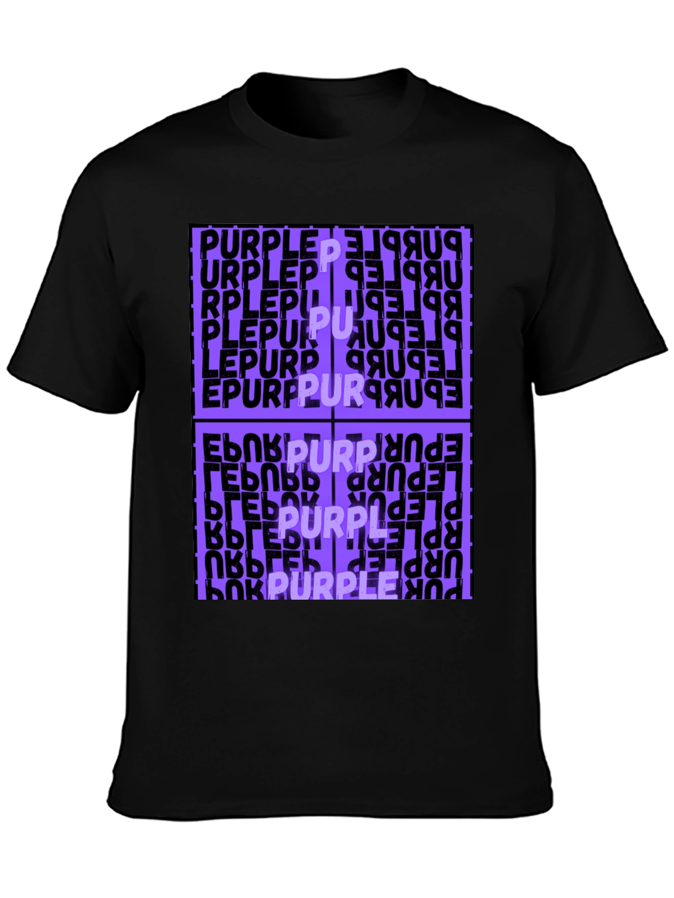 Purple Word Graphic Black T-Shirt
