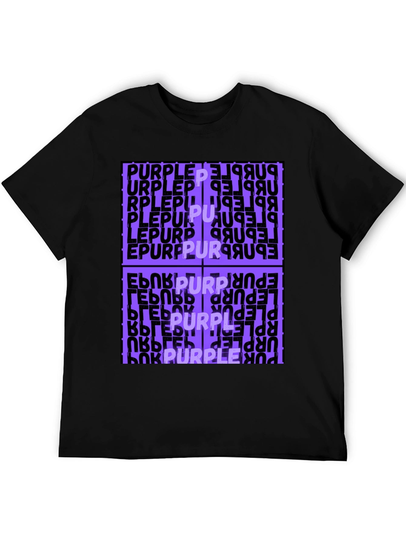 Purple Word Graphic Black T-Shirt